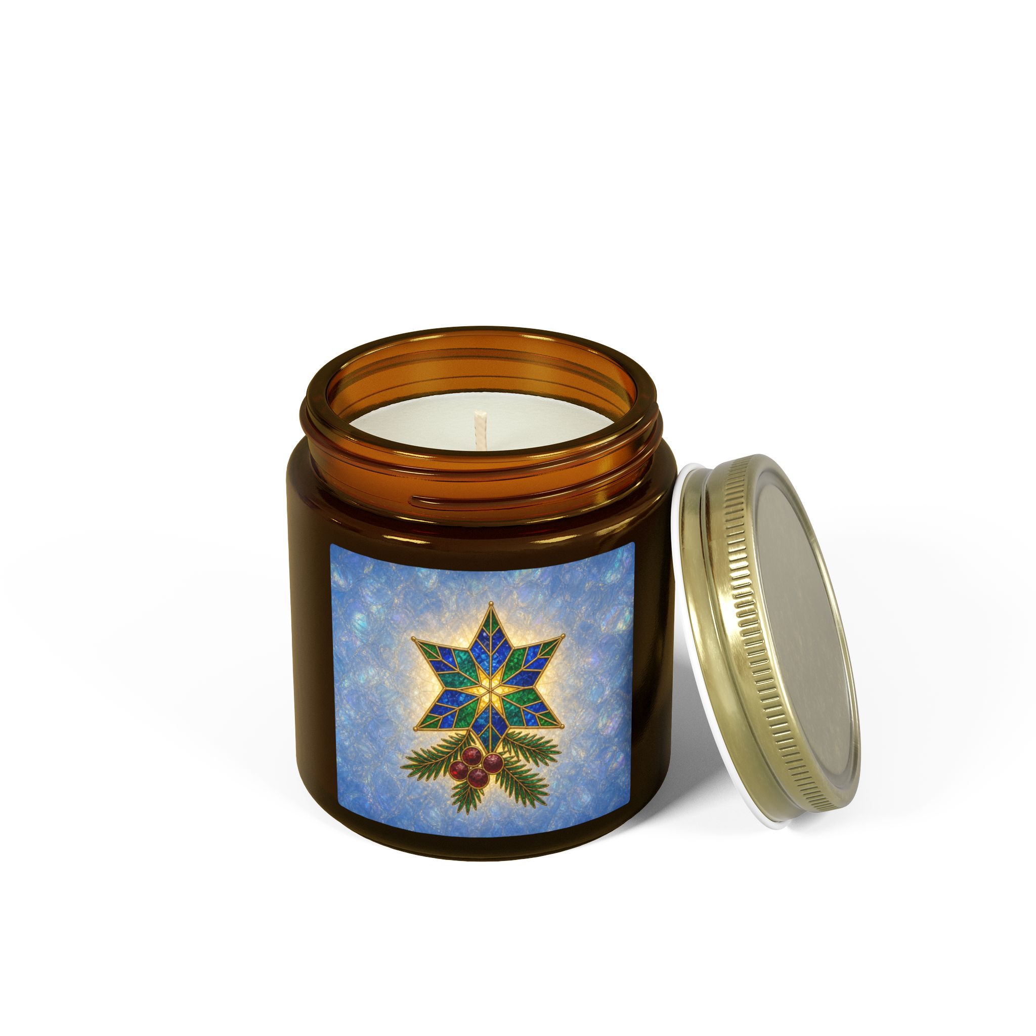 Coconut Apricot Scented Candle (4oz/9oz) — Christmas Star & Pinecone Jar - Image 167