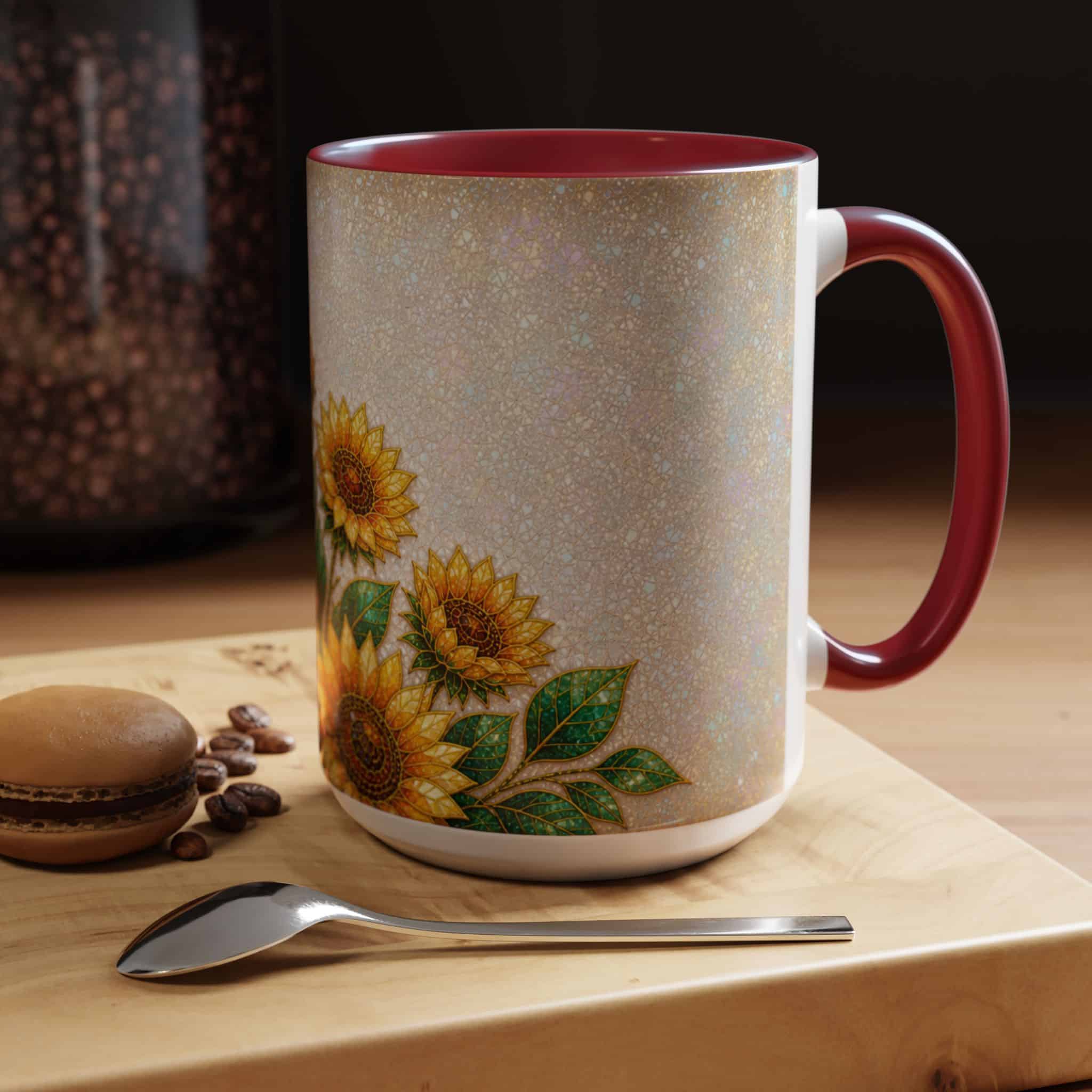 Sunflower Accent Coffee Mug – Floral Kitchen Gift (11/15 oz) - Image 125
