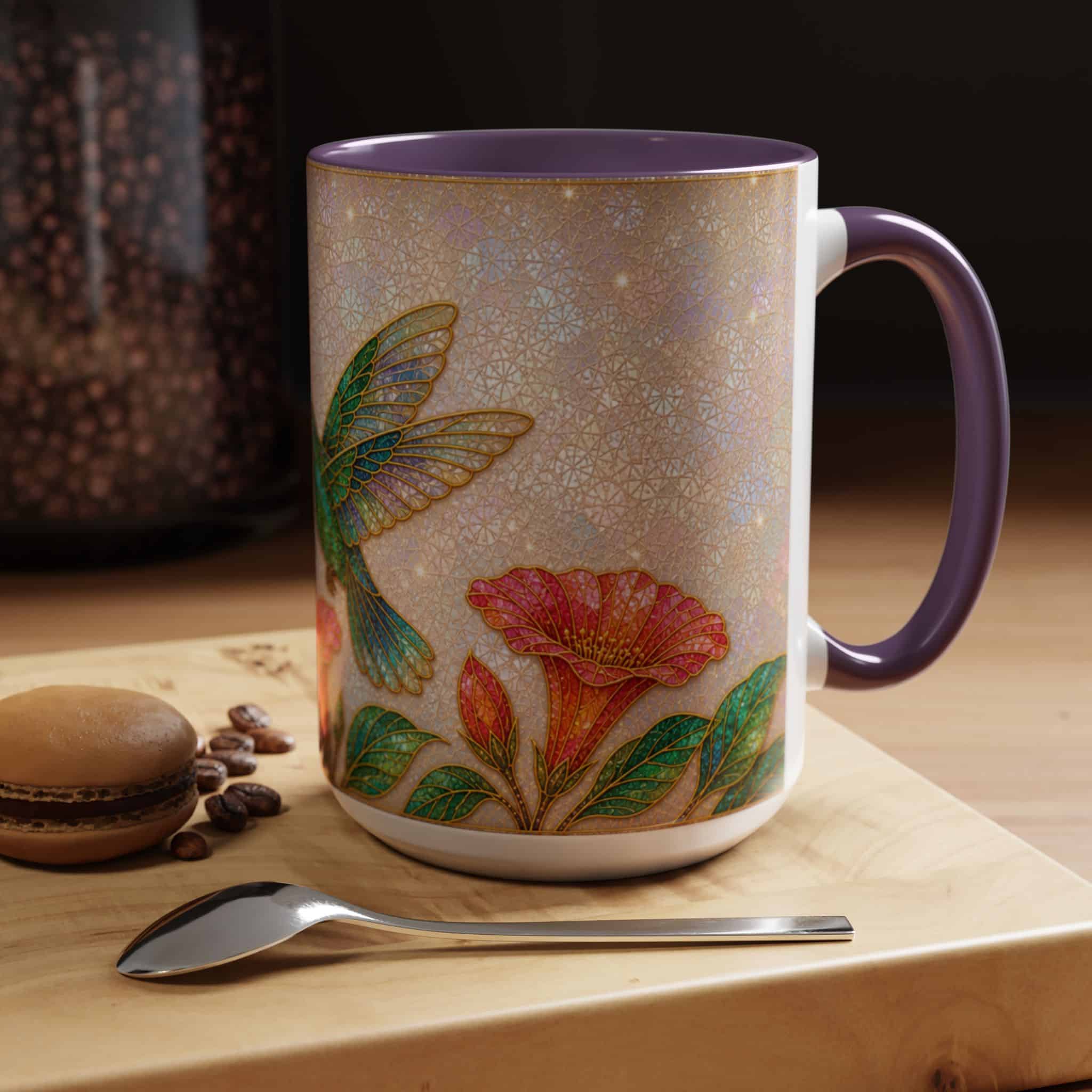 Hummingbird Floral Accent Coffee Mug – 11/15oz Ceramic - Image 107