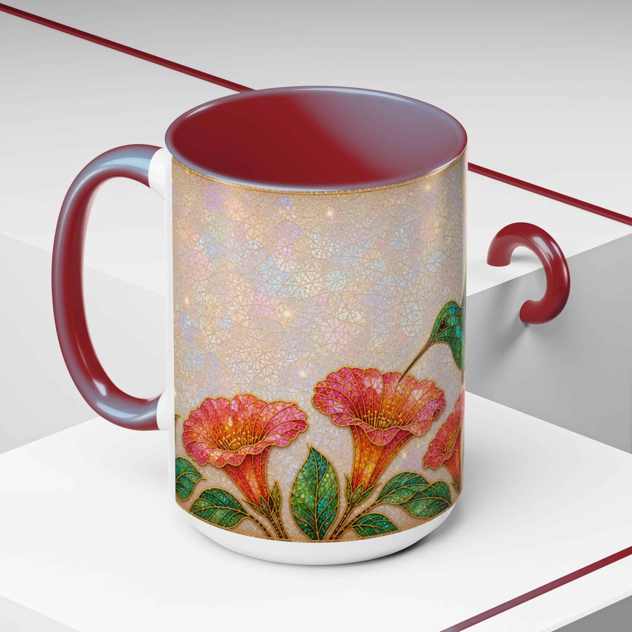 Hummingbird Floral Accent Coffee Mug – 11/15oz Ceramic - Image 6