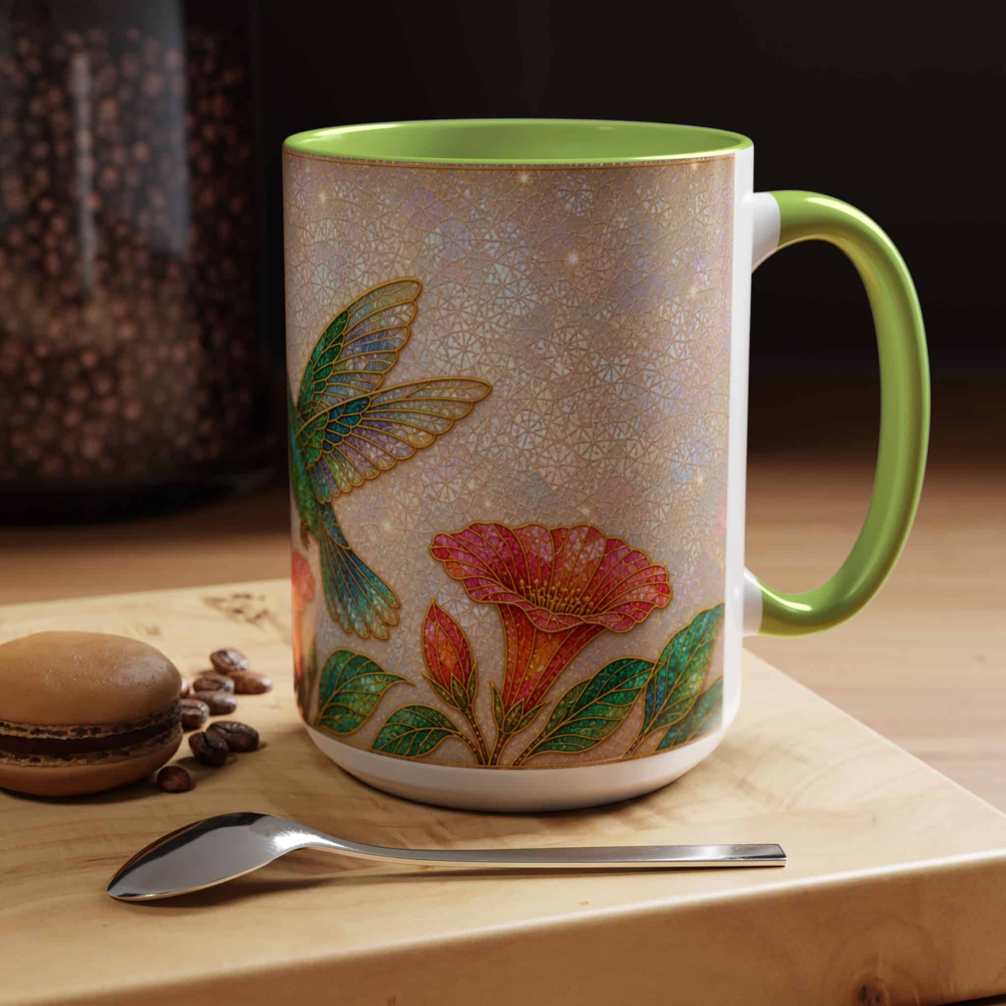 Hummingbird Floral Accent Coffee Mug – 11/15oz Ceramic - Image 119