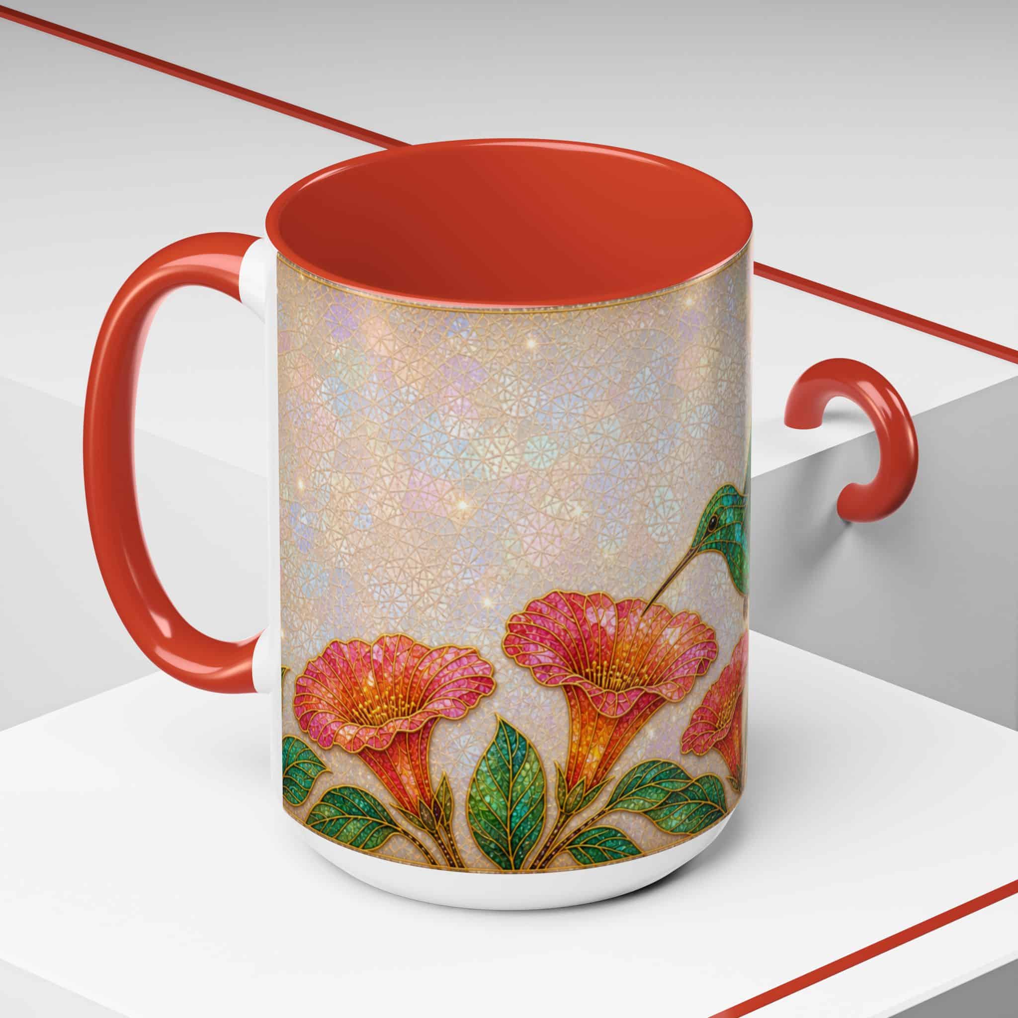 Hummingbird Floral Accent Coffee Mug – 11/15oz Ceramic - Image 54