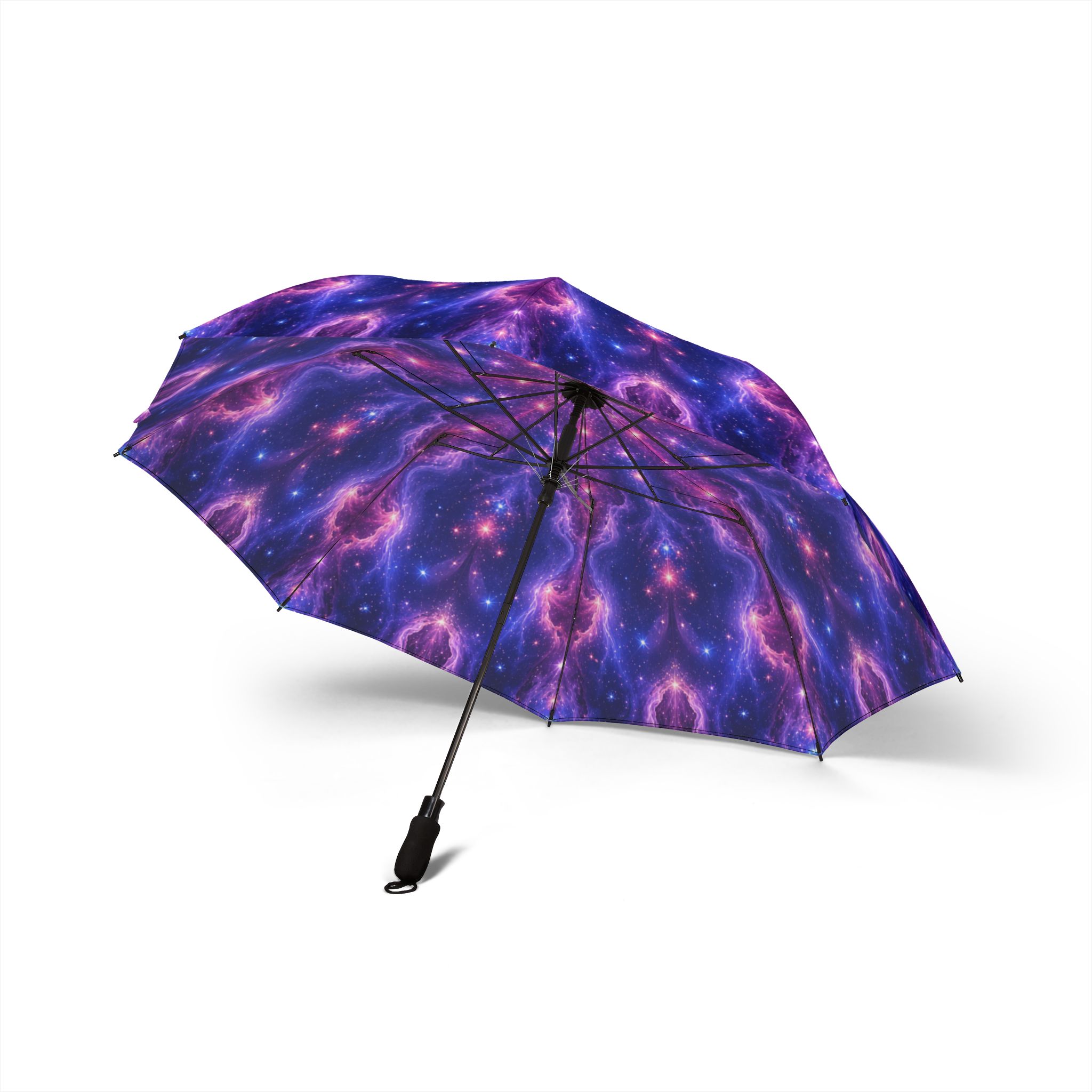 Cosmic Nebula Galaxy Foldable Umbrella — Purple Nebula Semi-Automatic Travel Umbrella - Image 2
