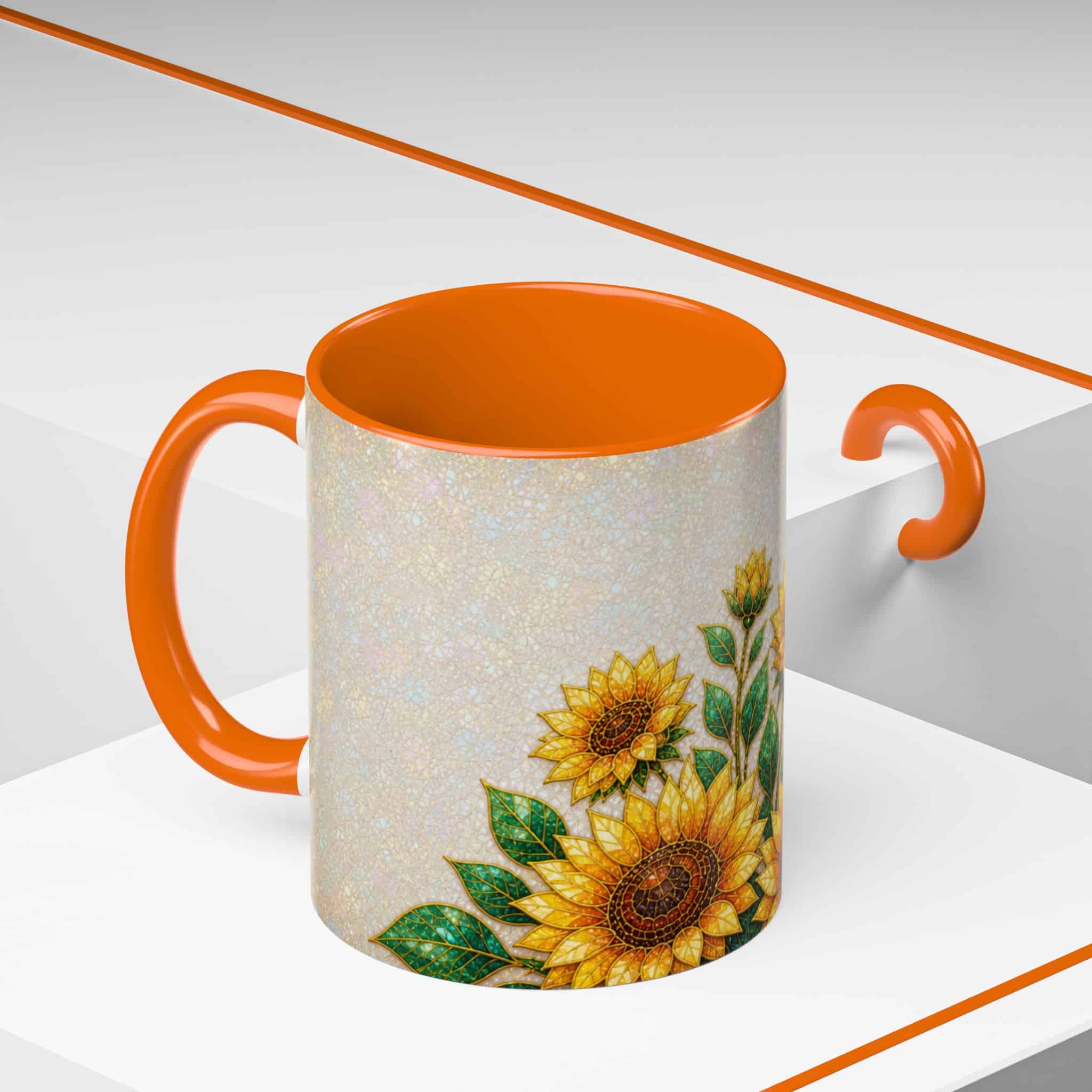 Sunflower Accent Coffee Mug – Floral Kitchen Gift (11/15 oz) - Image 72