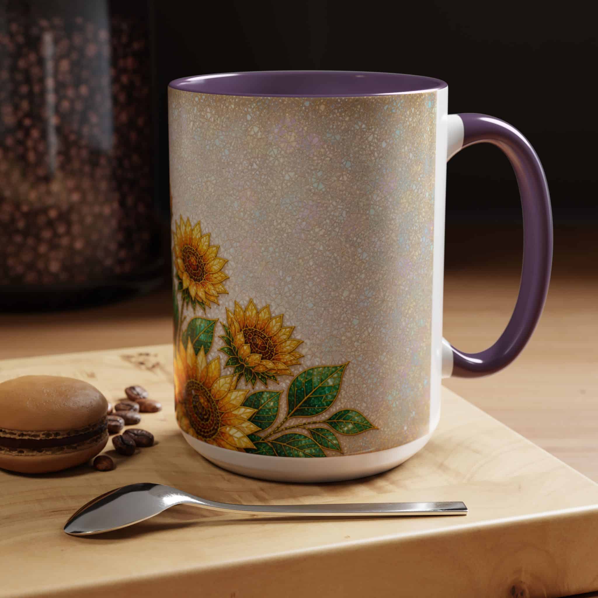 Sunflower Accent Coffee Mug – Floral Kitchen Gift (11/15 oz) - Image 101