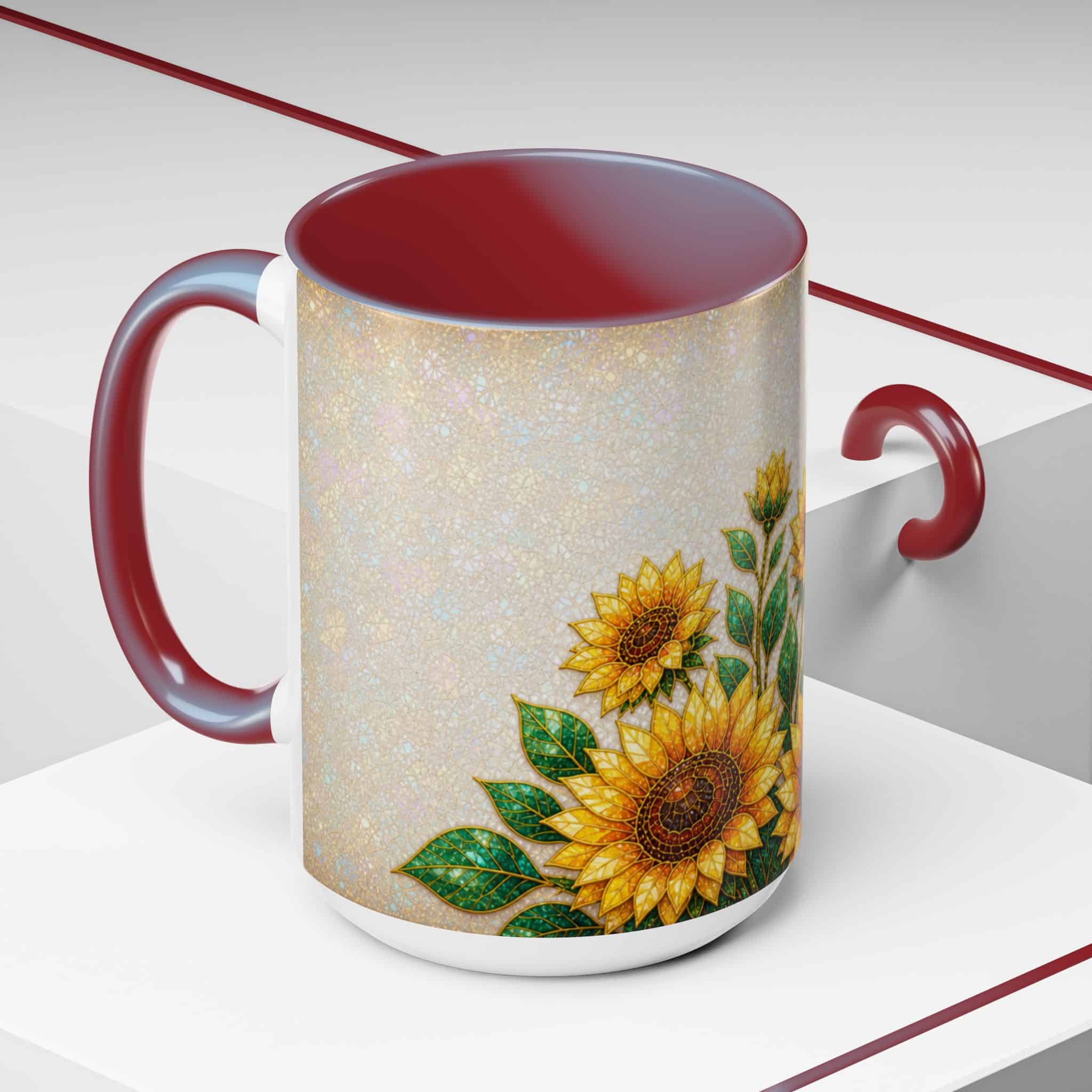 Sunflower Accent Coffee Mug – Floral Kitchen Gift (11/15 oz) - Image 126