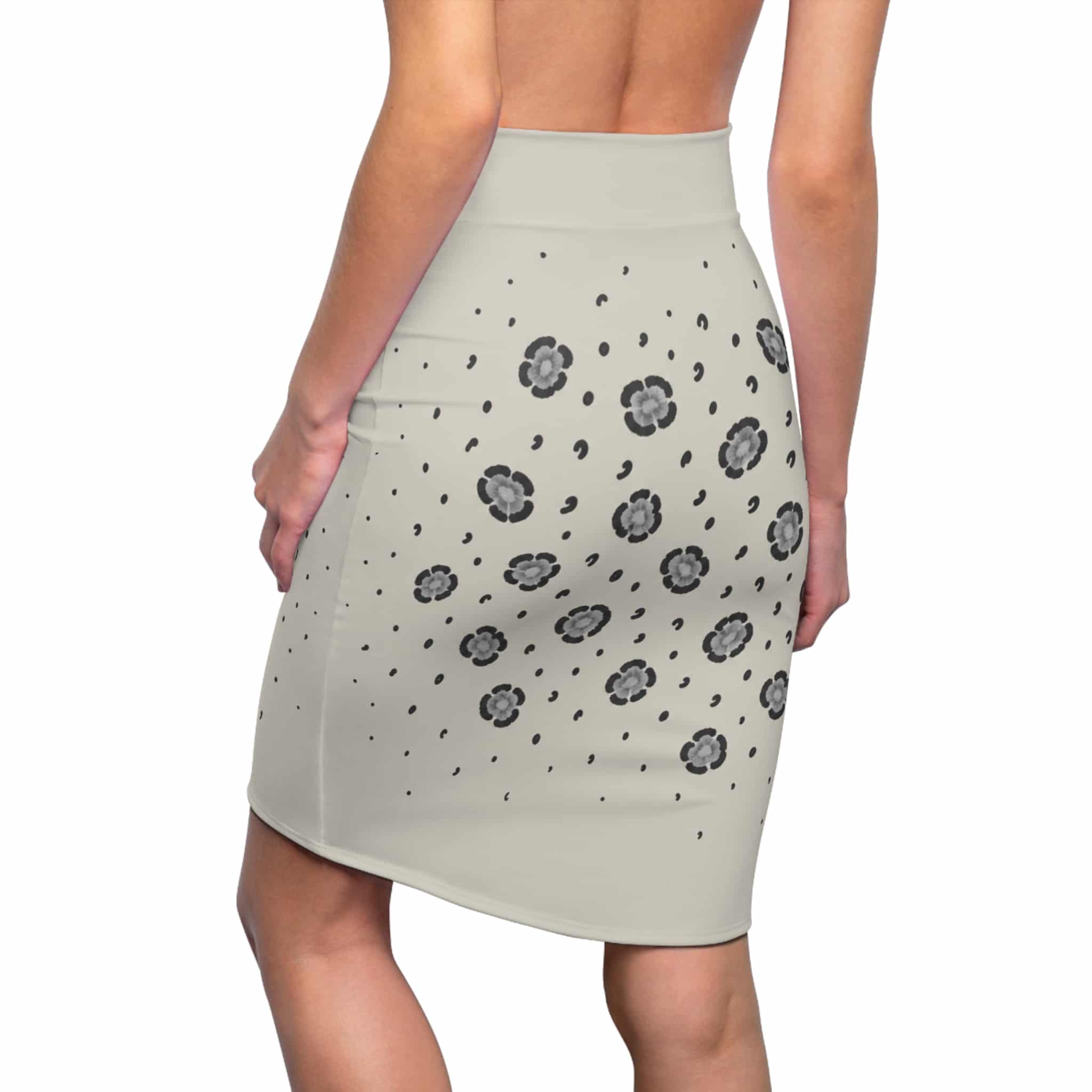 Leopard Pencil Skirt — Snowy Leopard Beige Print - Image 2