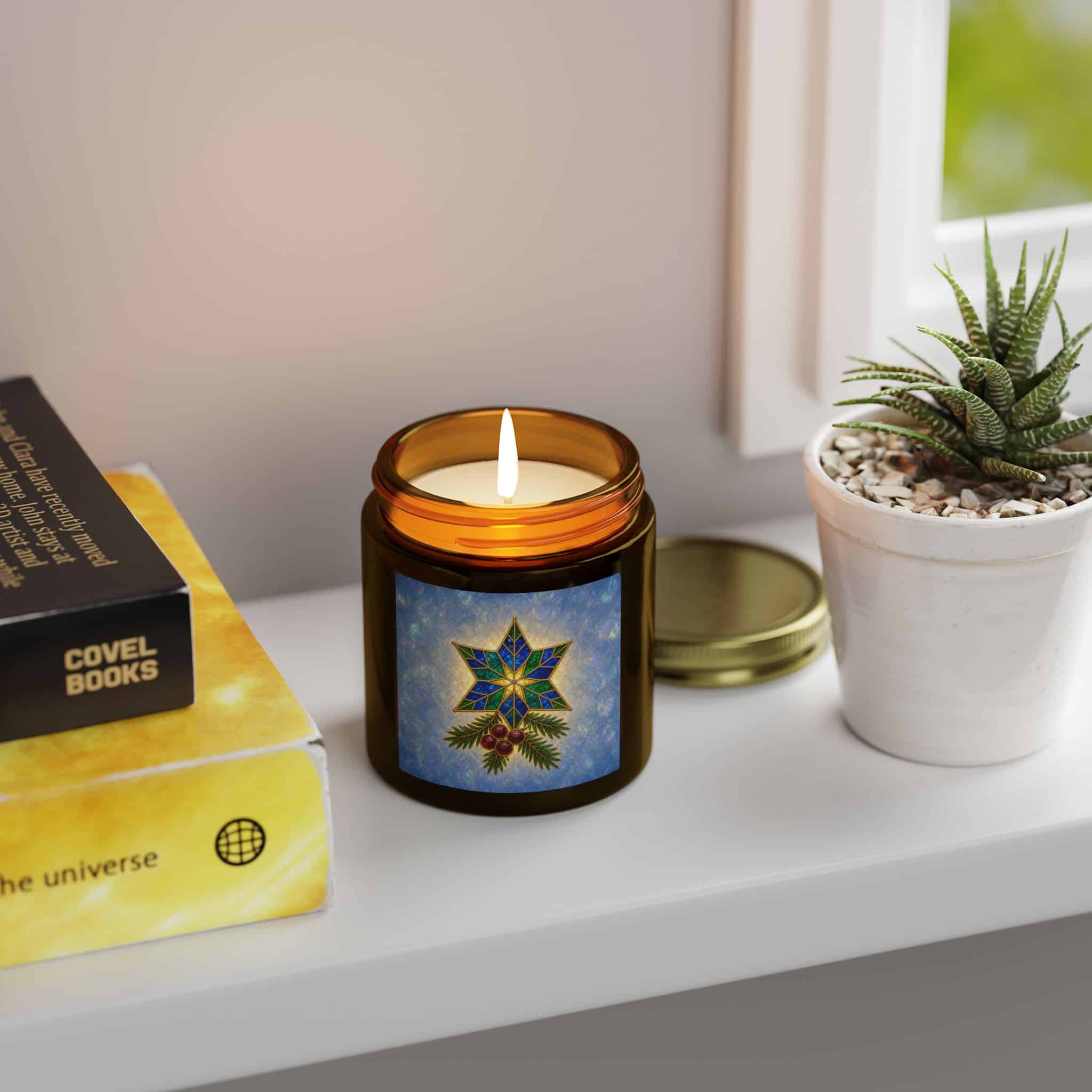 Coconut Apricot Scented Candle (4oz/9oz) — Christmas Star & Pinecone Jar - Image 163