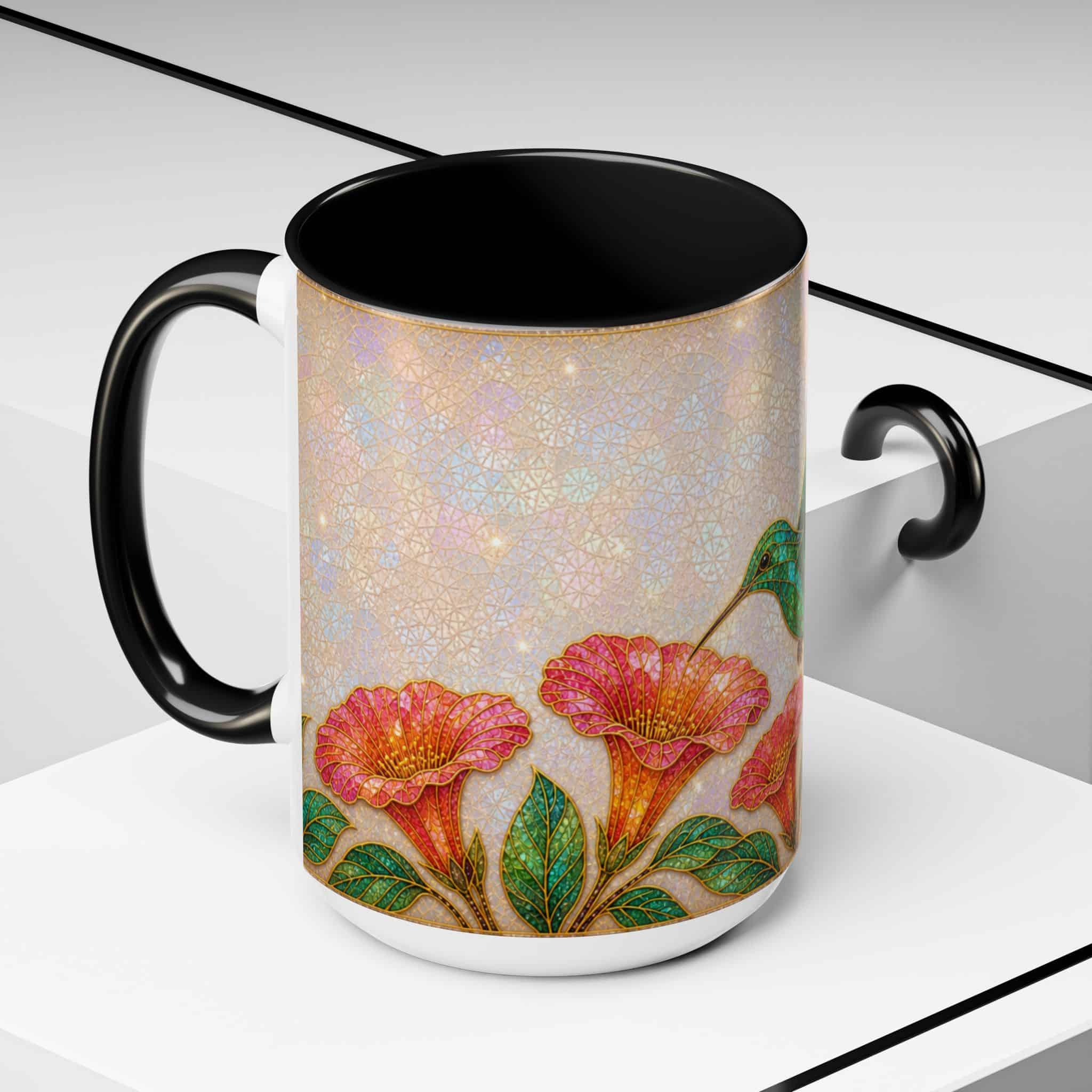 Hummingbird Floral Accent Coffee Mug – 11/15oz Ceramic - Image 36