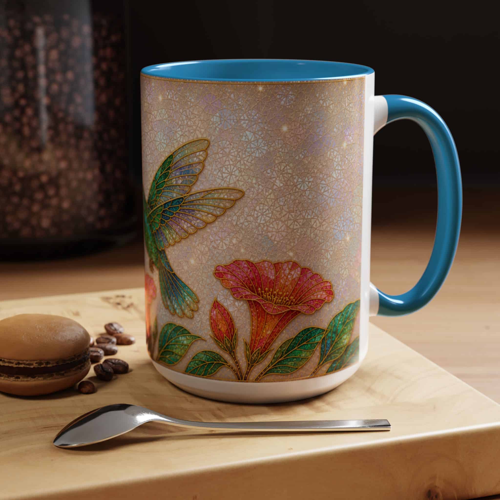 Hummingbird Floral Accent Coffee Mug – 11/15oz Ceramic - Image 125