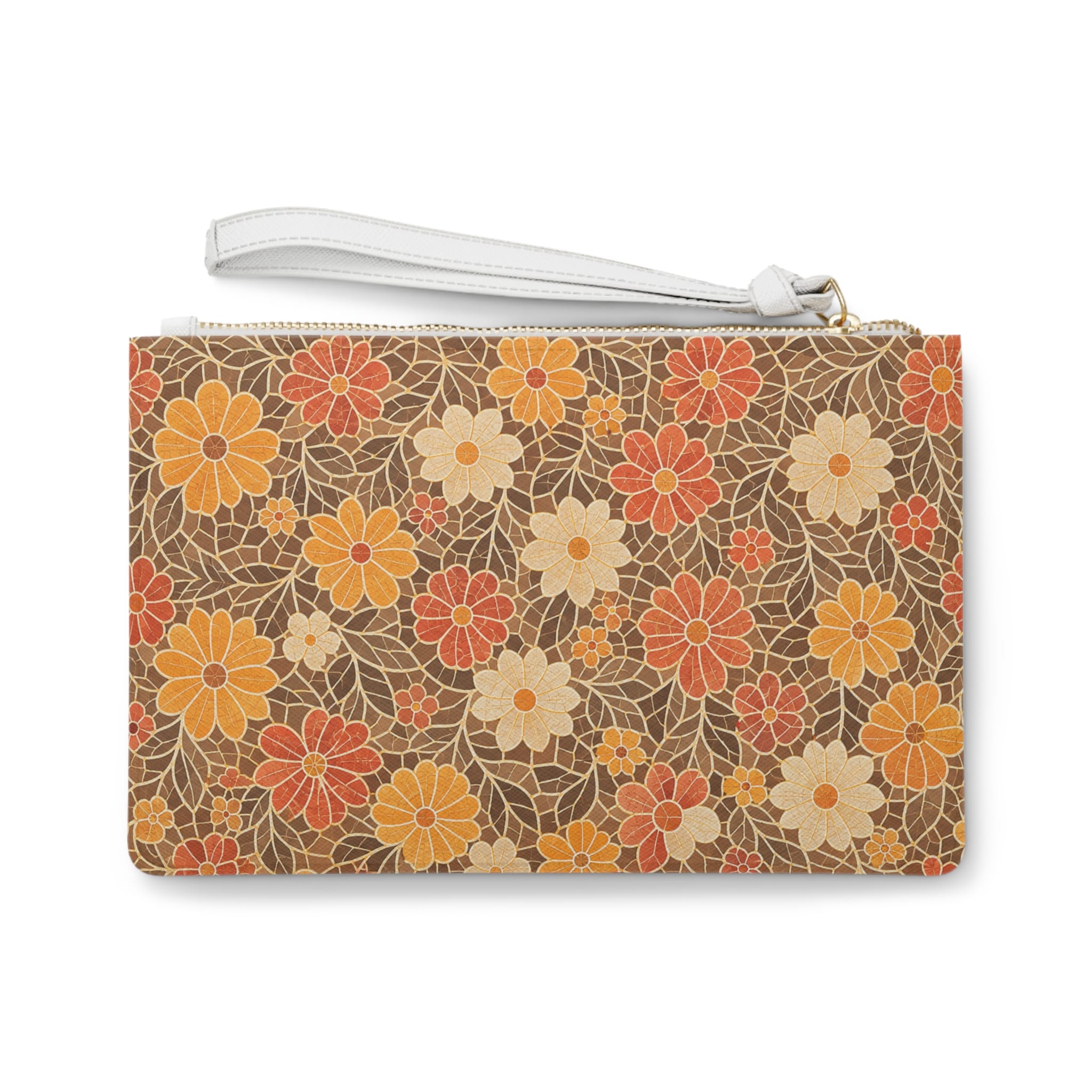 Retro Floral Clutch Bag — Autumn Daisy Wristlet - Image 2