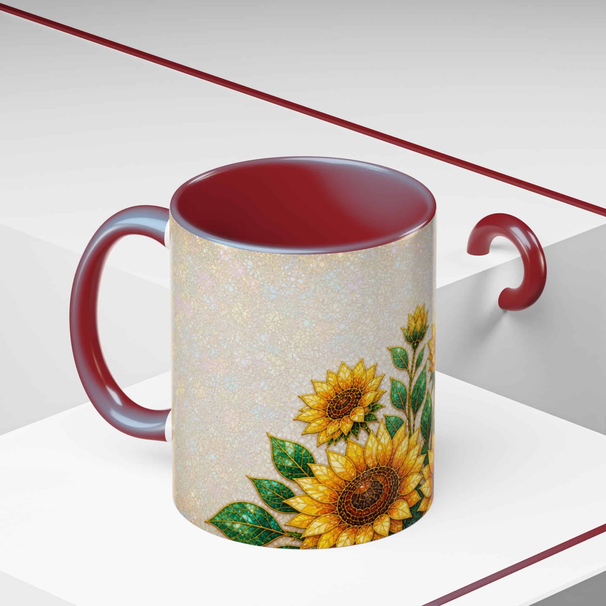 Sunflower Accent Coffee Mug – Floral Kitchen Gift (11/15 oz) - Image 108