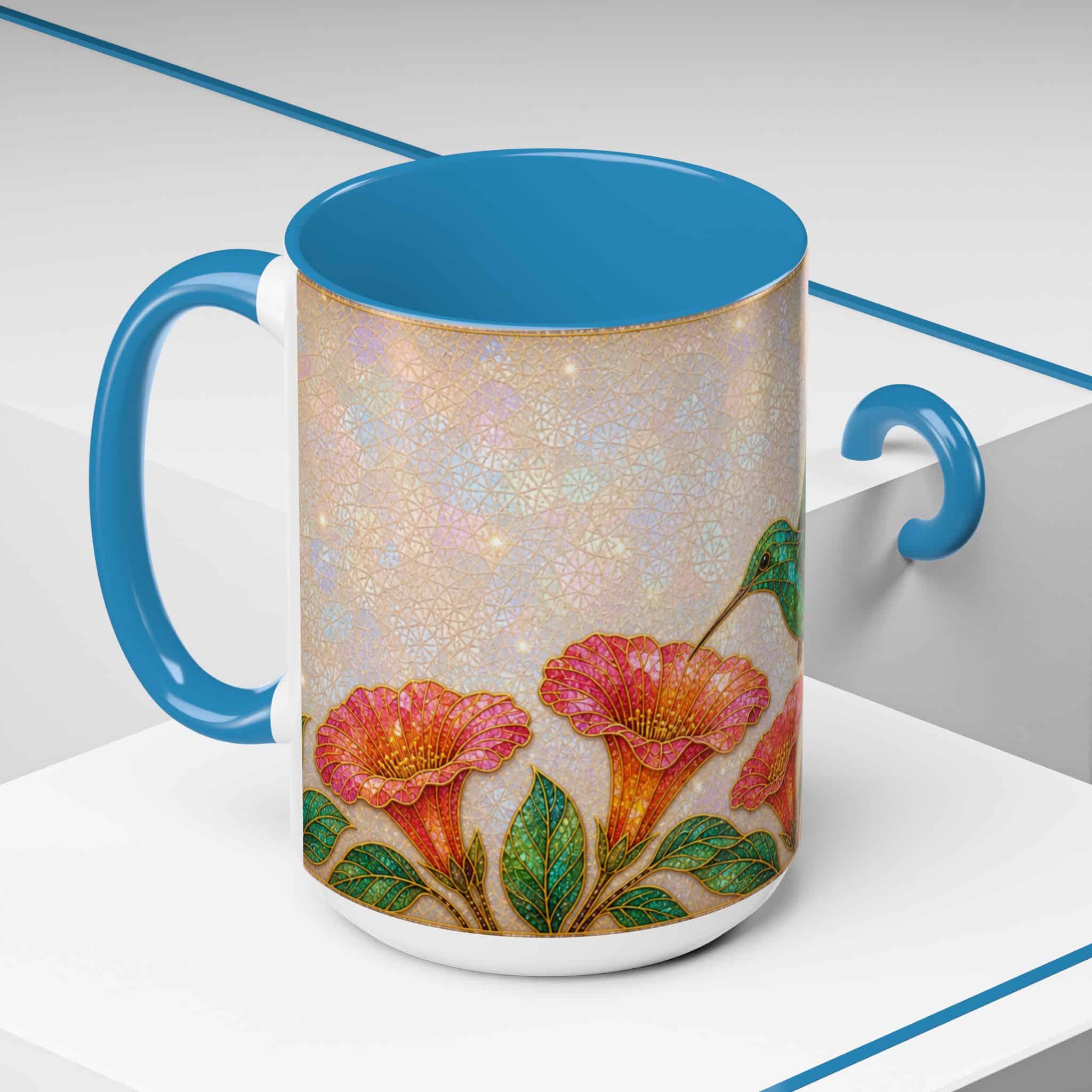 Hummingbird Floral Accent Coffee Mug – 11/15oz Ceramic - Image 126
