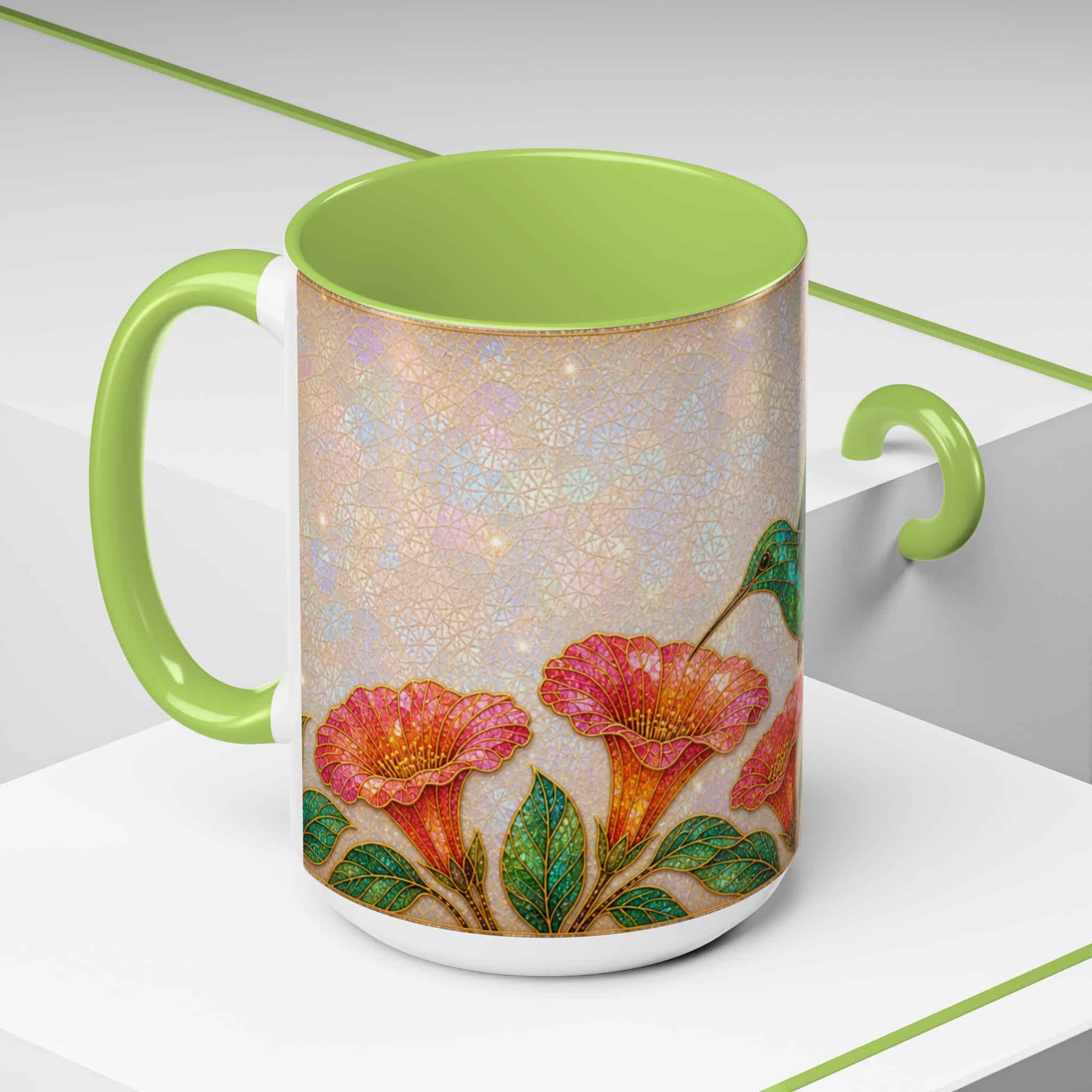 Hummingbird Floral Accent Coffee Mug – 11/15oz Ceramic - Image 120