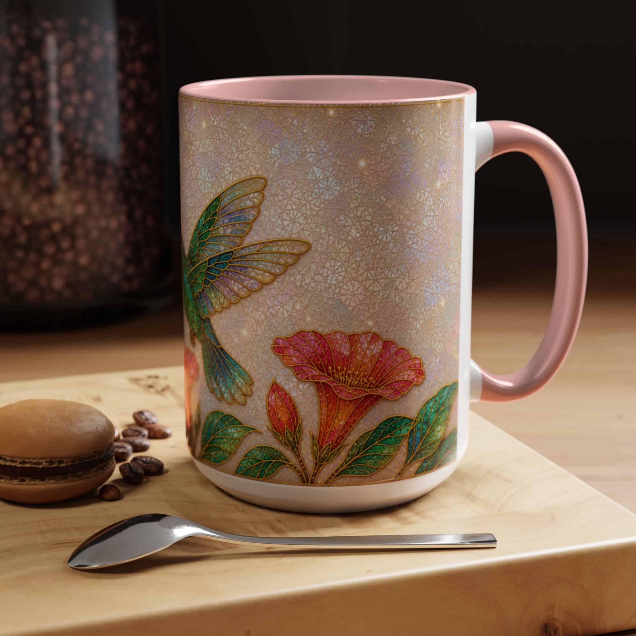 Hummingbird Floral Accent Coffee Mug – 11/15oz Ceramic - Image 47