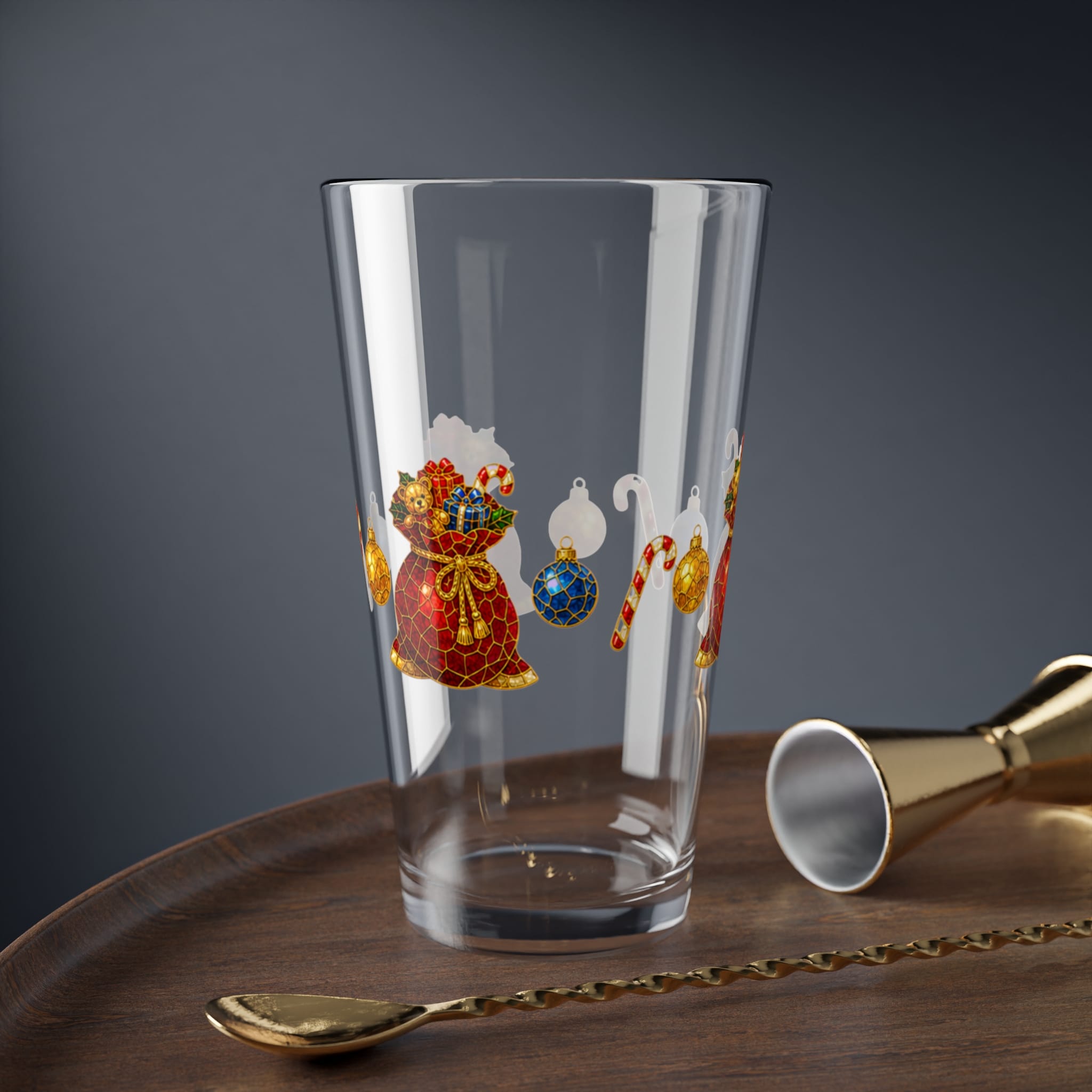 Christmas Gnome Mixing Glass — 16oz Festive Holiday Bar Pint Glass - Image 5