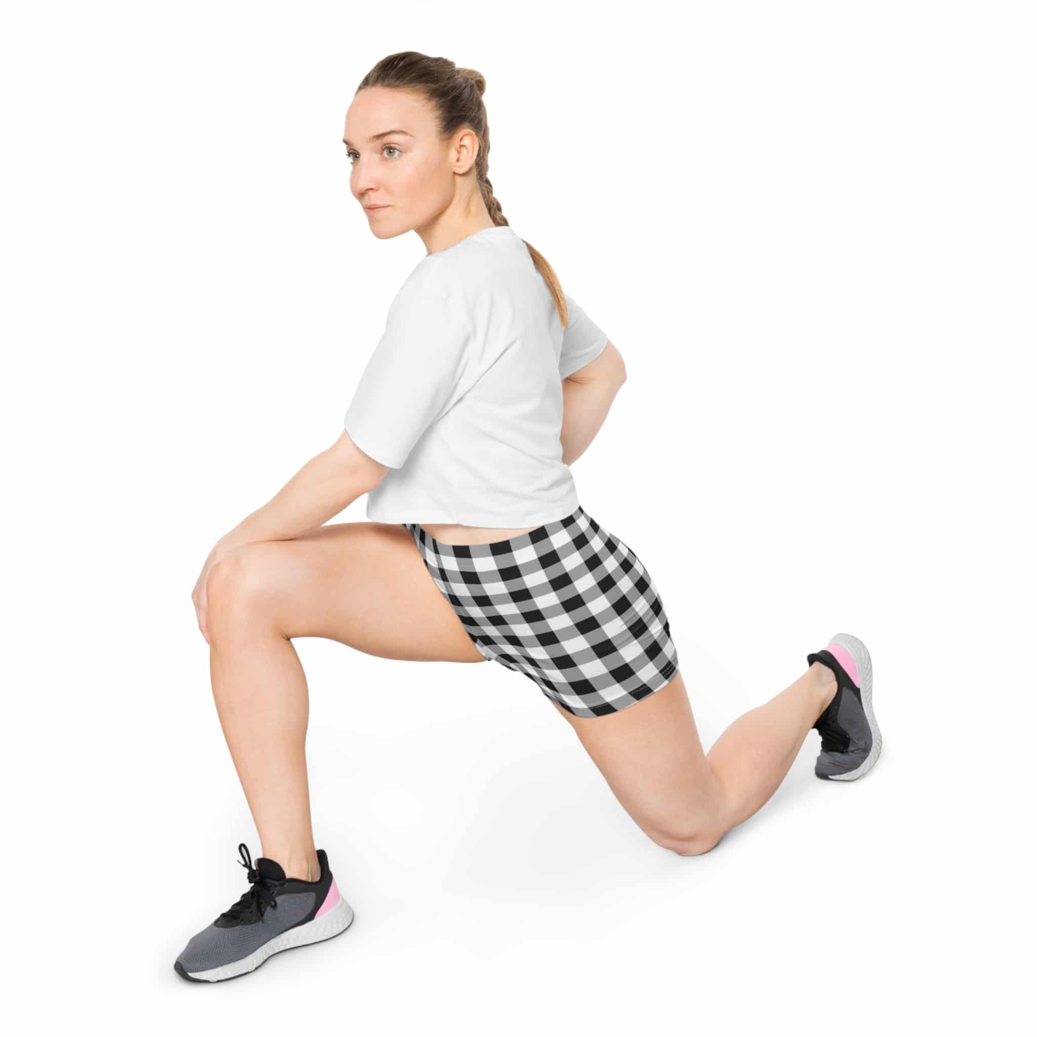 Black White Gingham Women's Shorts — Cozy Lounge Shorts - Image 3