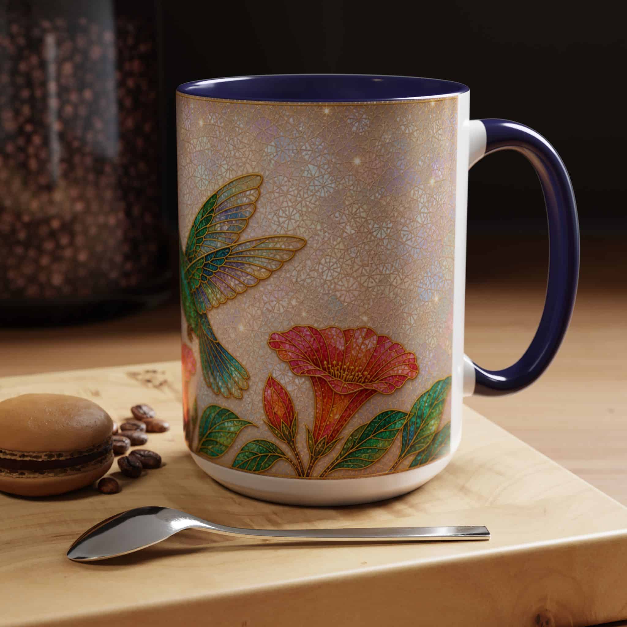 Hummingbird Floral Accent Coffee Mug – 11/15oz Ceramic - Image 41