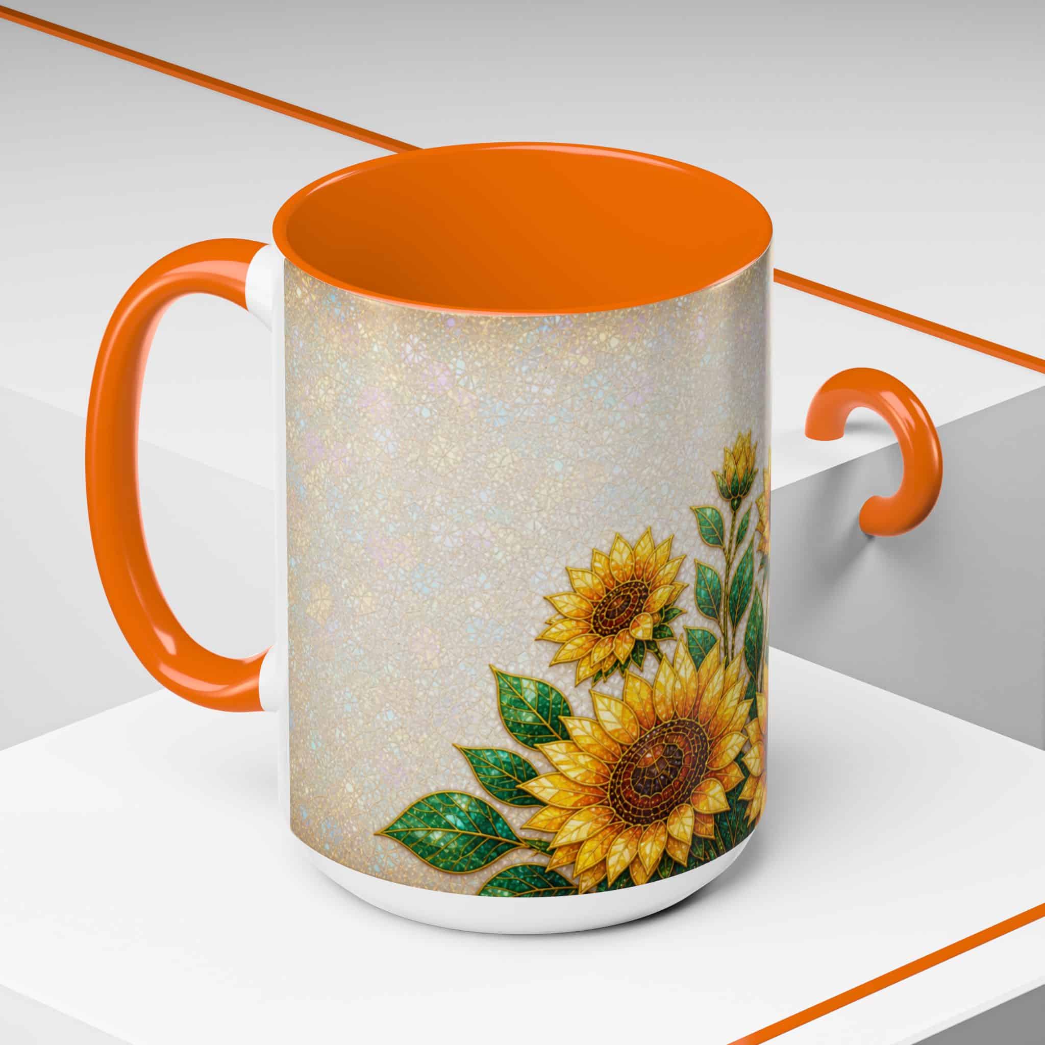 Sunflower Accent Coffee Mug – Floral Kitchen Gift (11/15 oz) - Image 84