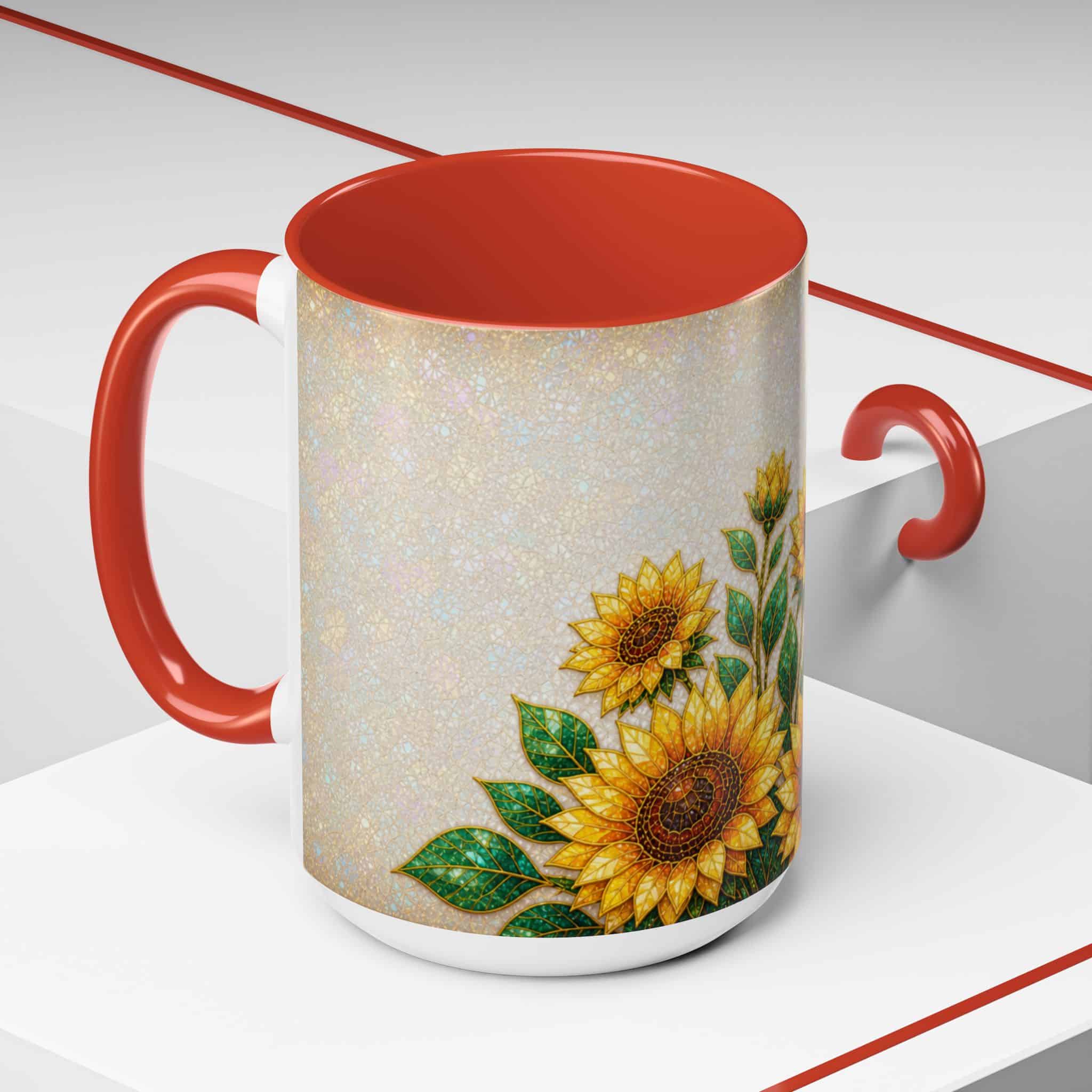 Sunflower Accent Coffee Mug – Floral Kitchen Gift (11/15 oz) - Image 54