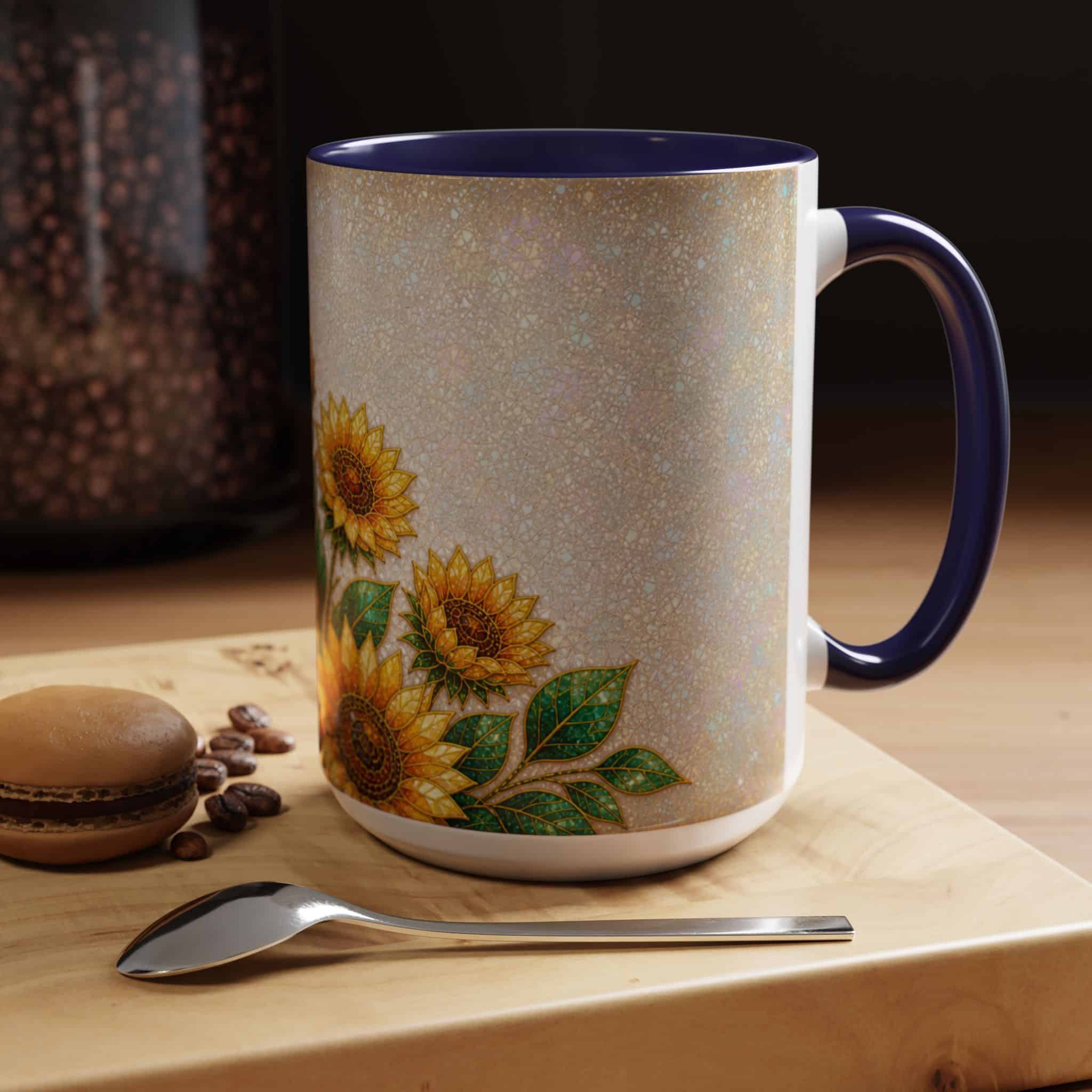 Sunflower Accent Coffee Mug – Floral Kitchen Gift (11/15 oz) - Image 41
