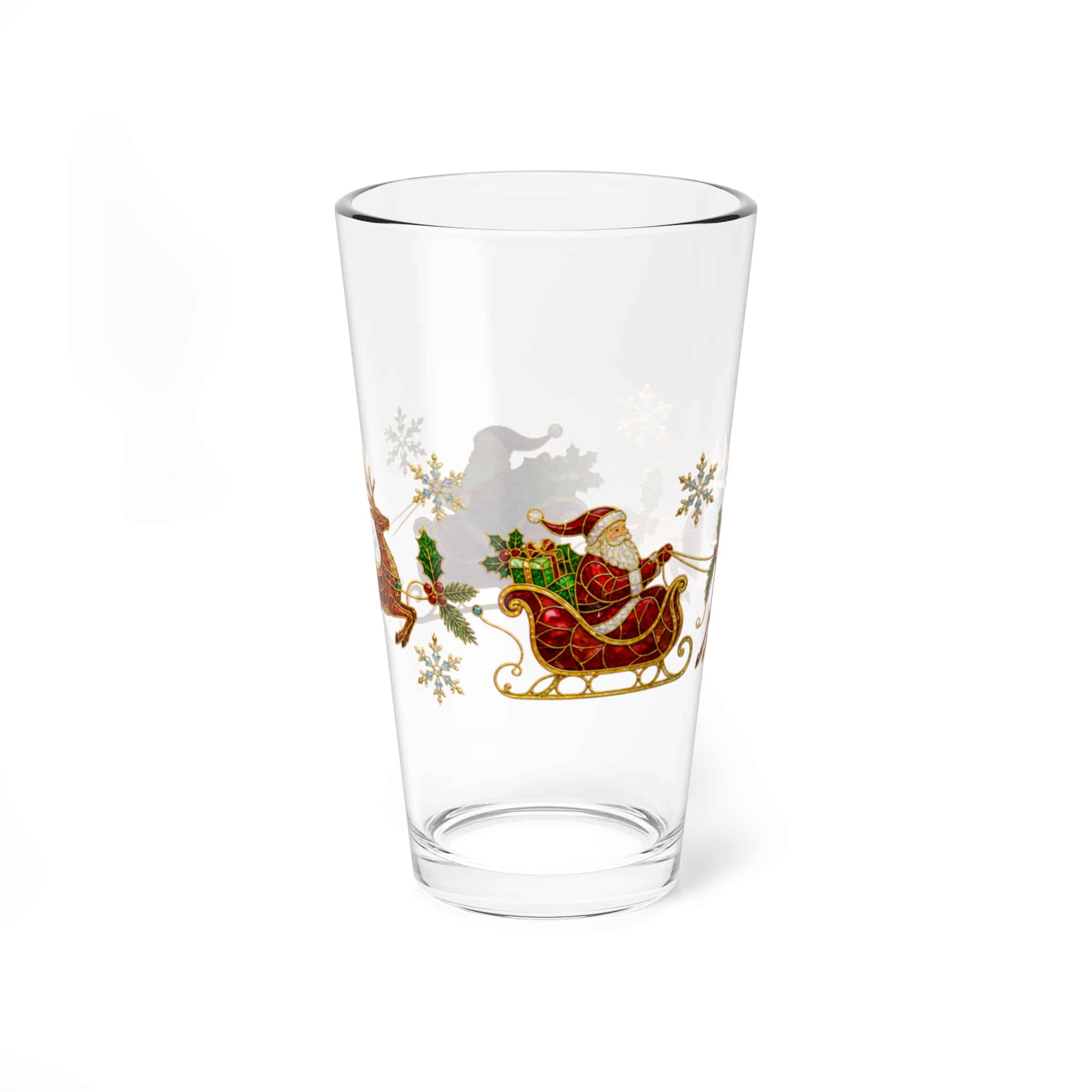 Christmas Sleigh Mixing Glass — 16oz Holiday Cocktail Pint - Image 4