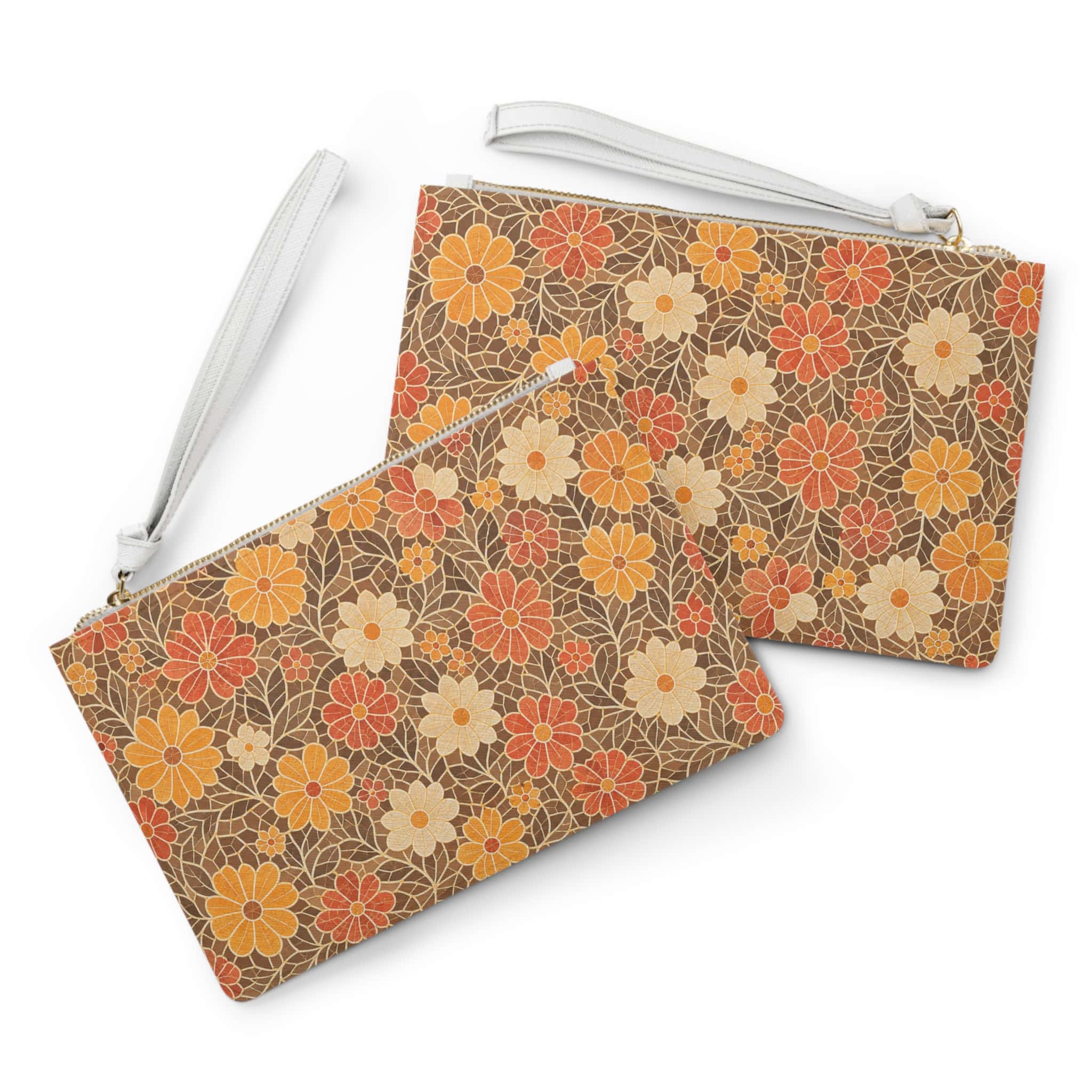 Retro Floral Clutch Bag — Autumn Daisy Wristlet - Image 3