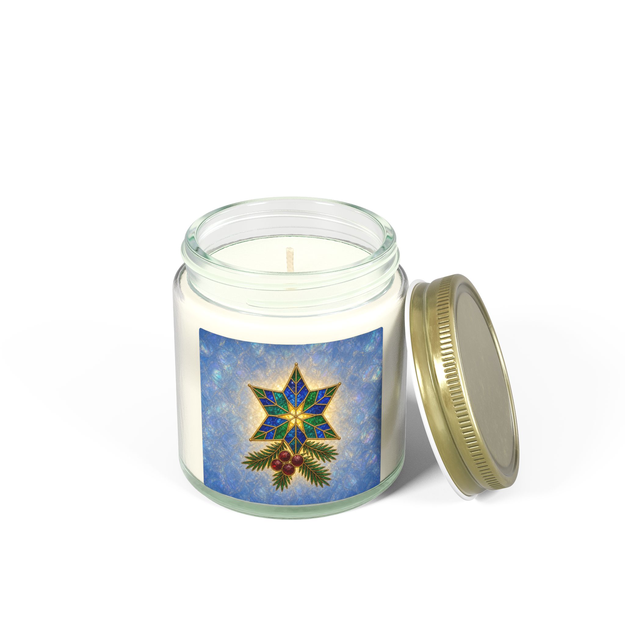 Coconut Apricot Scented Candle (4oz/9oz) — Christmas Star & Pinecone Jar - Image 32