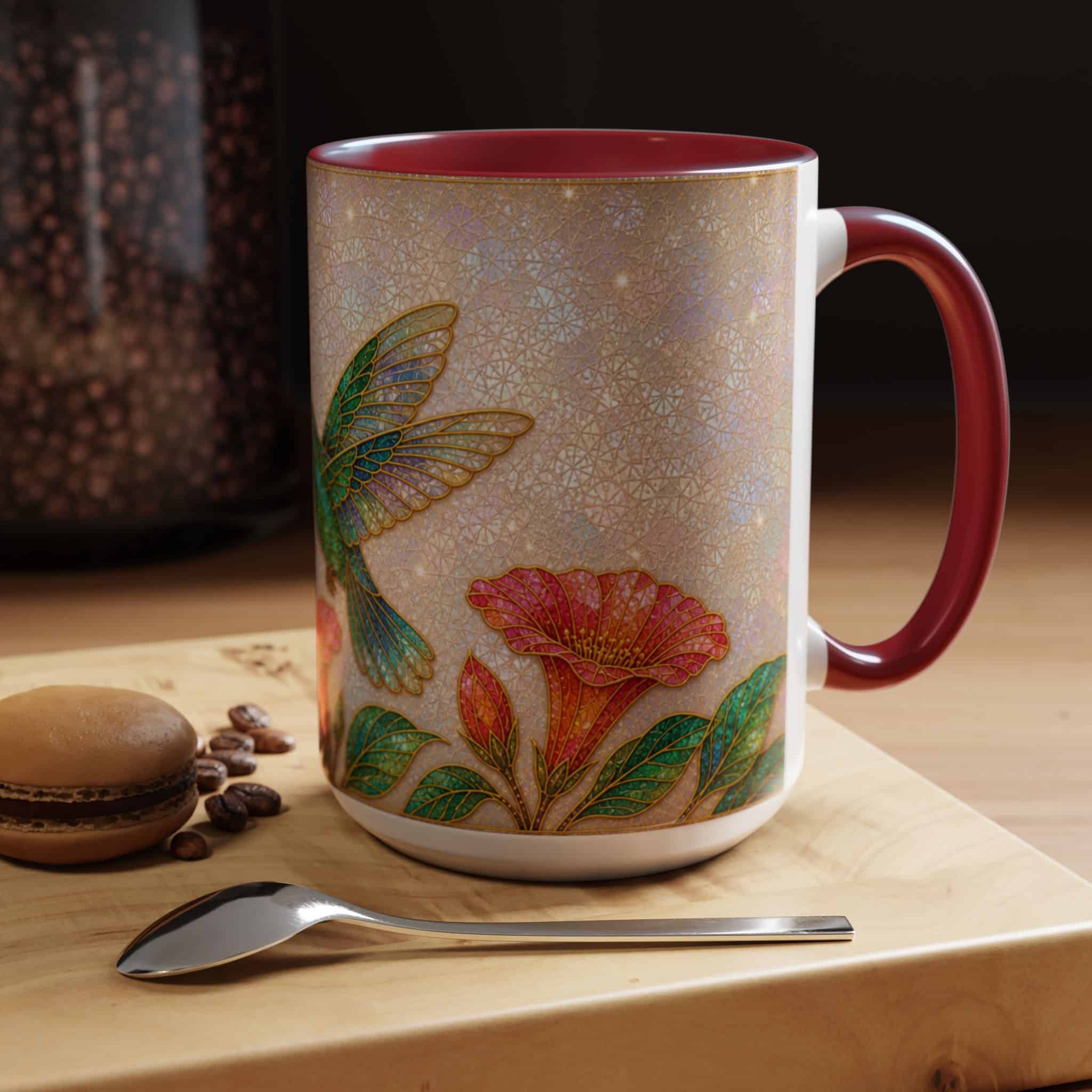 Hummingbird Floral Accent Coffee Mug – 11/15oz Ceramic - Image 5