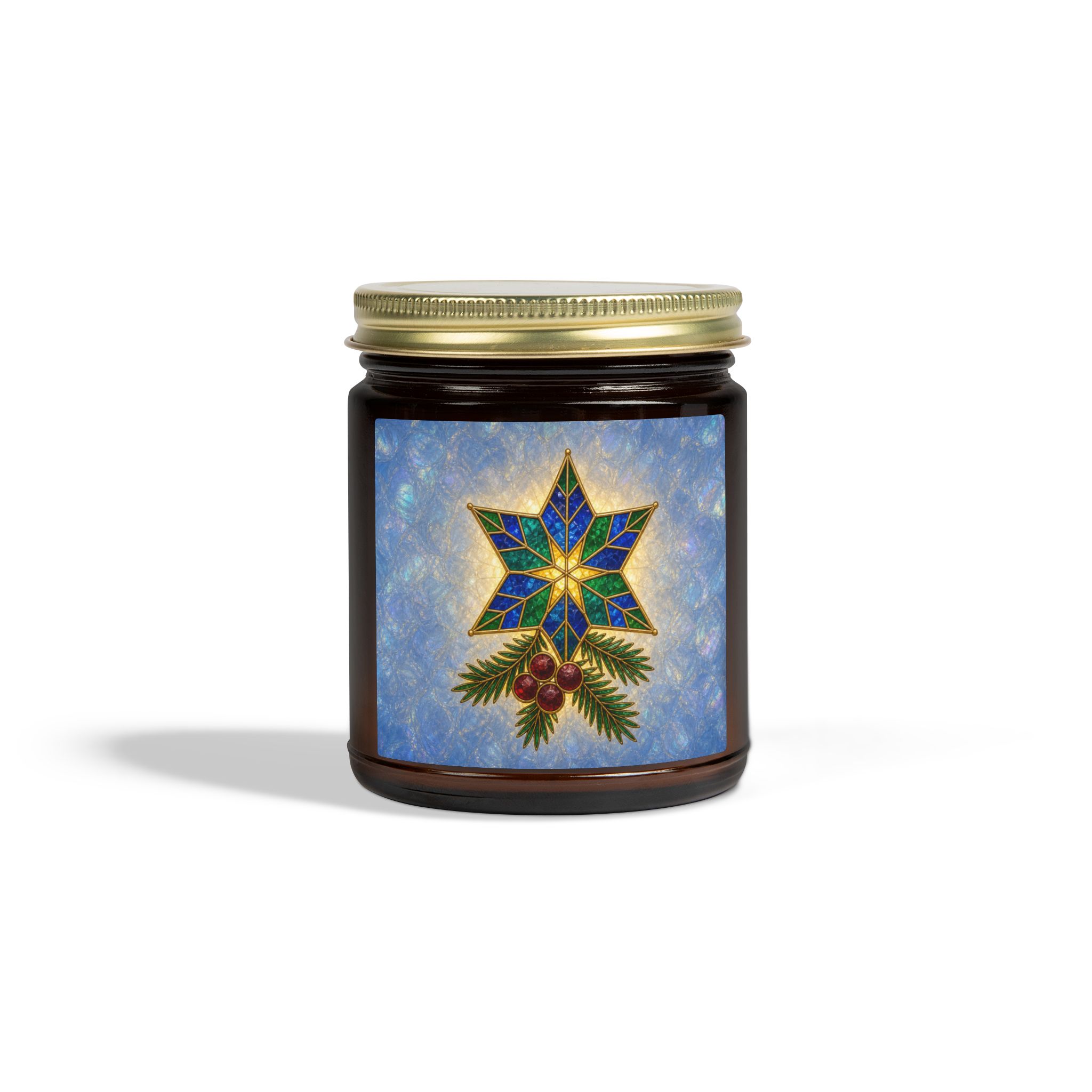 Coconut Apricot Scented Candle (4oz/9oz) — Christmas Star & Pinecone Jar - Image 171