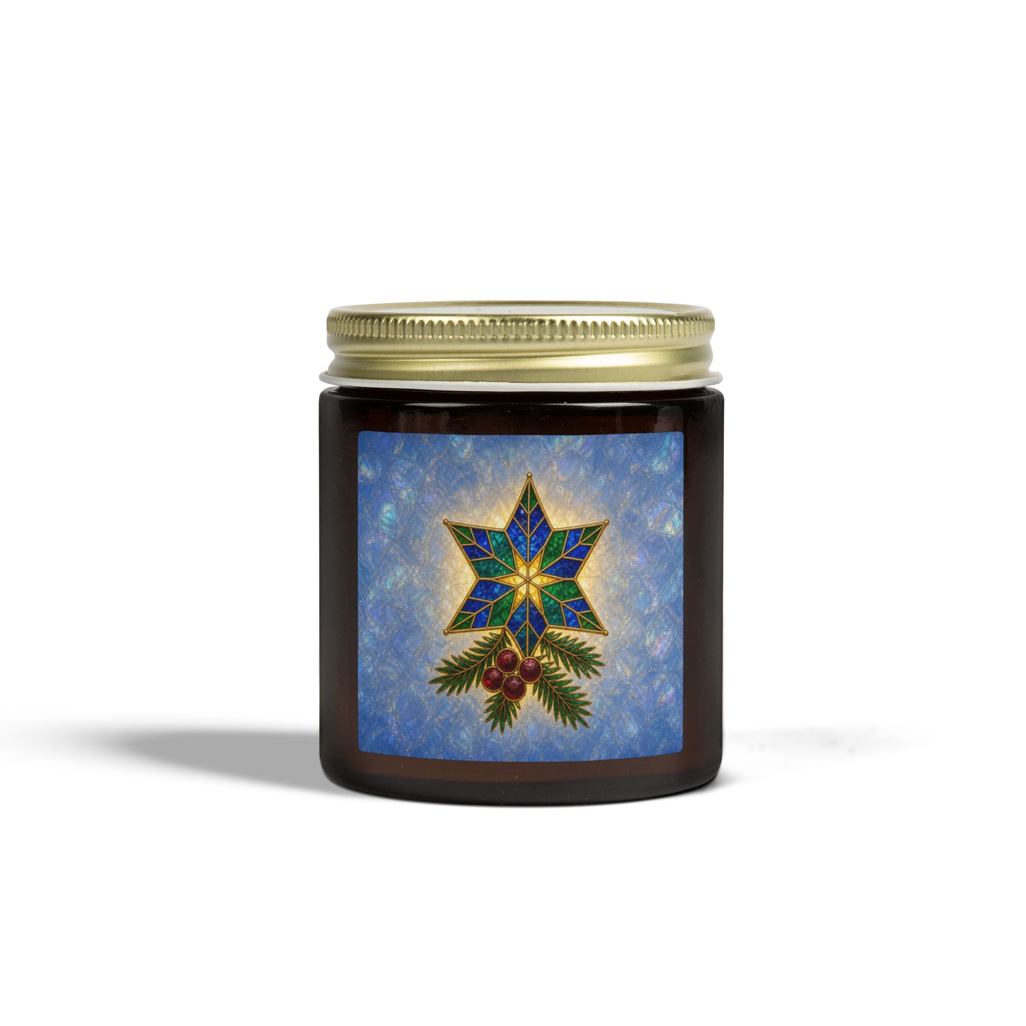 Coconut Apricot Scented Candle (4oz/9oz) — Christmas Star & Pinecone Jar - Image 96