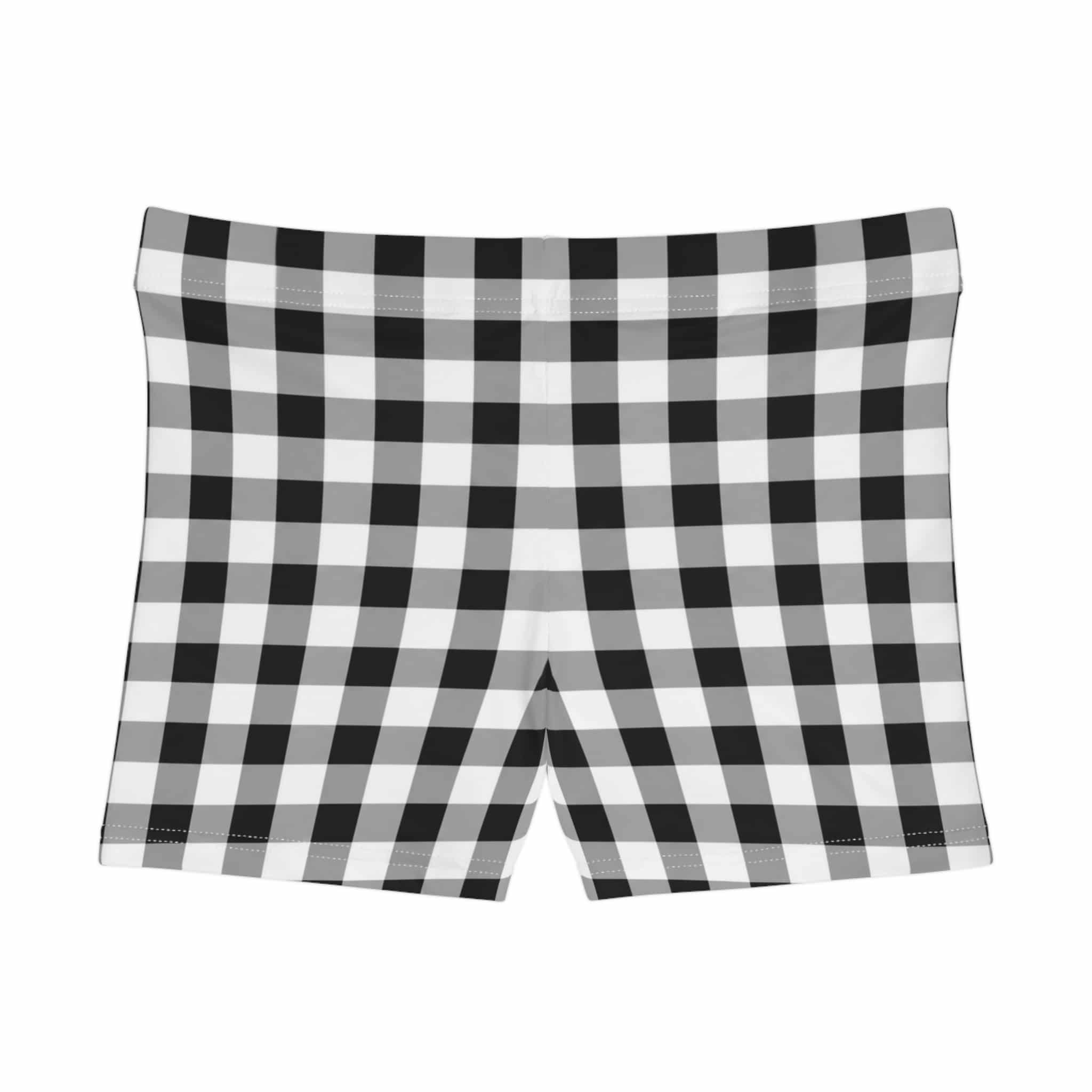Black White Gingham Women's Shorts — Cozy Lounge Shorts - Image 6