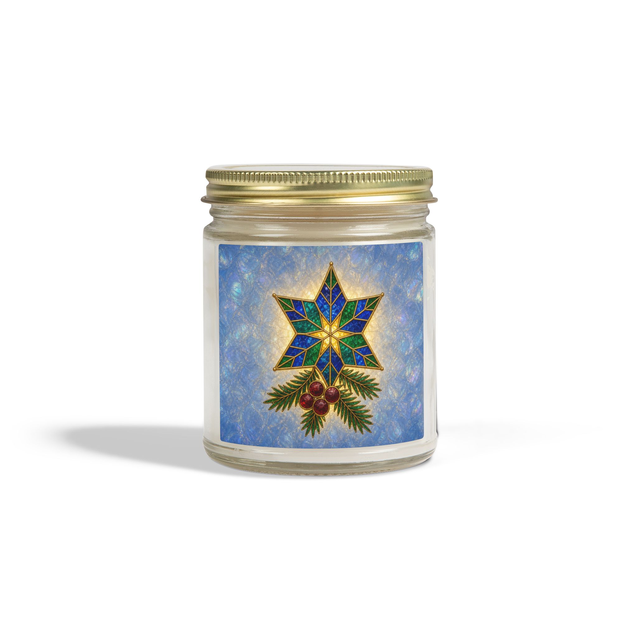 Coconut Apricot Scented Candle (4oz/9oz) — Christmas Star & Pinecone Jar - Image 176