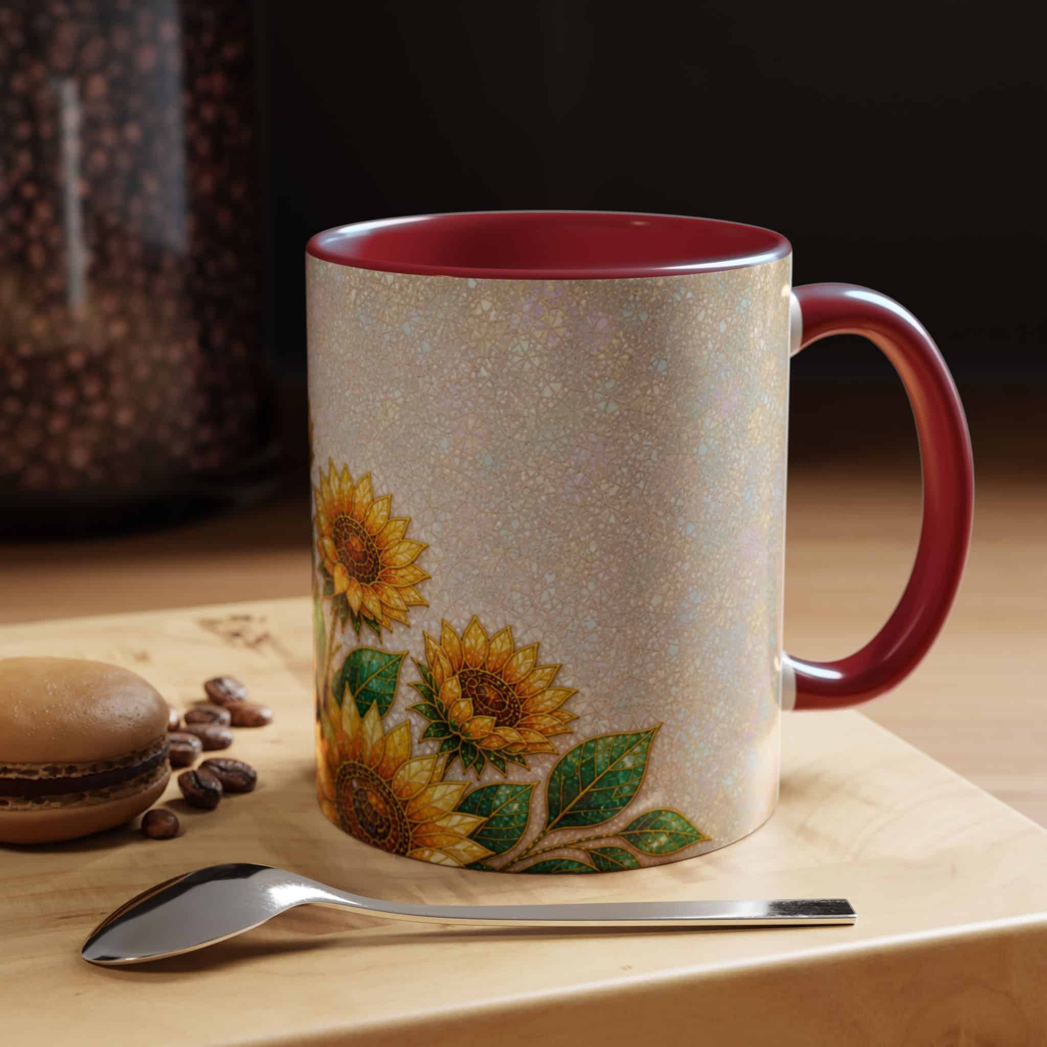 Sunflower Accent Coffee Mug – Floral Kitchen Gift (11/15 oz) - Image 107