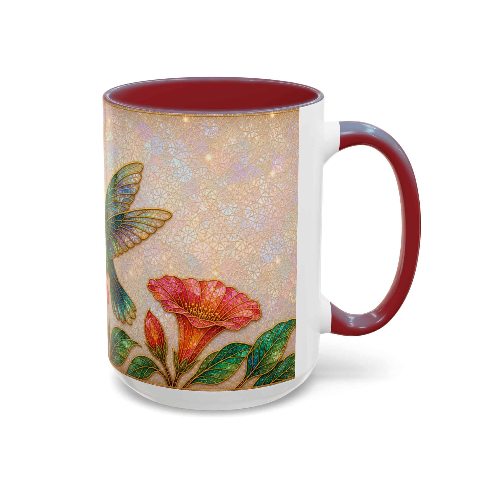 Hummingbird Floral Accent Coffee Mug – 11/15oz Ceramic - Image 2