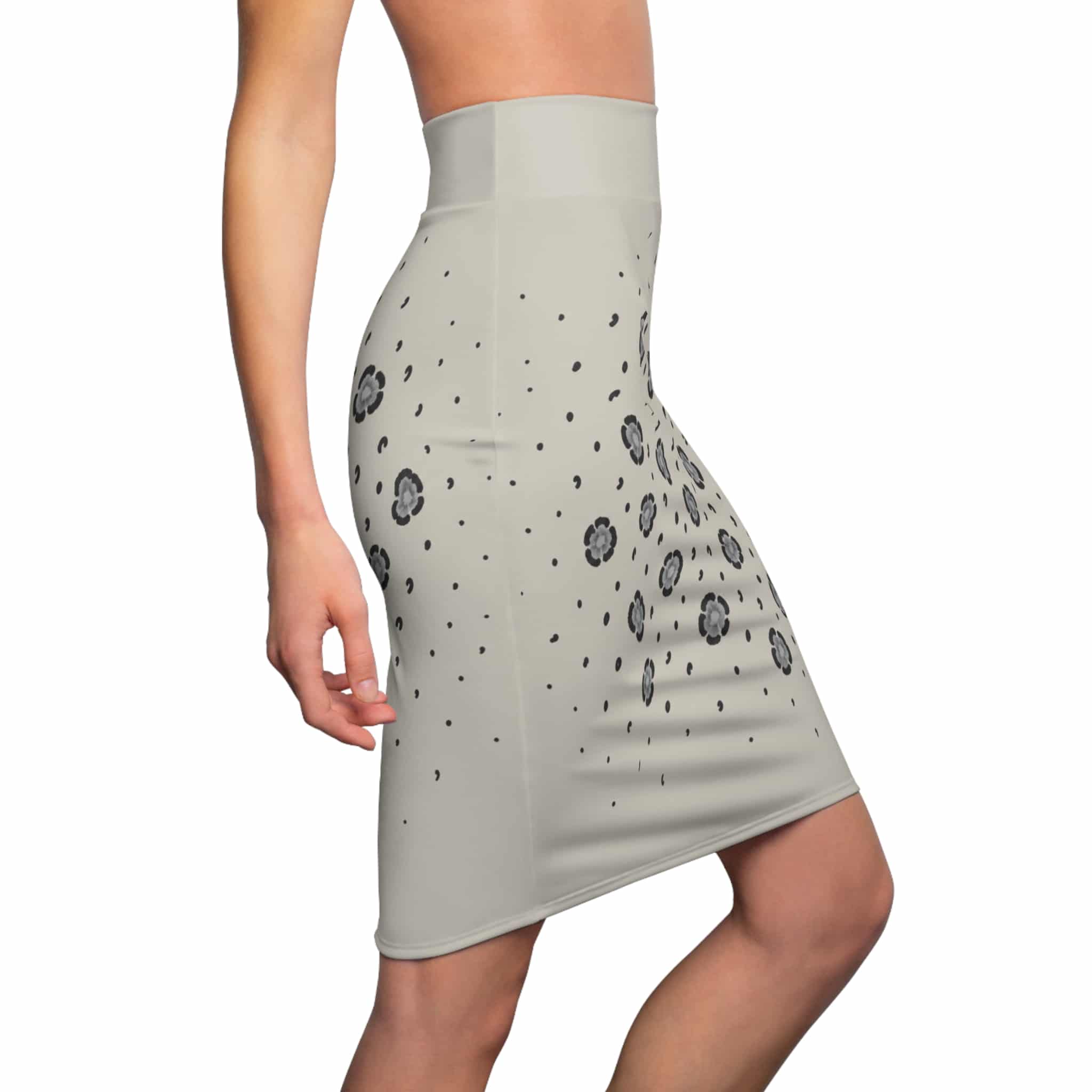 Leopard Pencil Skirt — Snowy Leopard Beige Print - Image 3