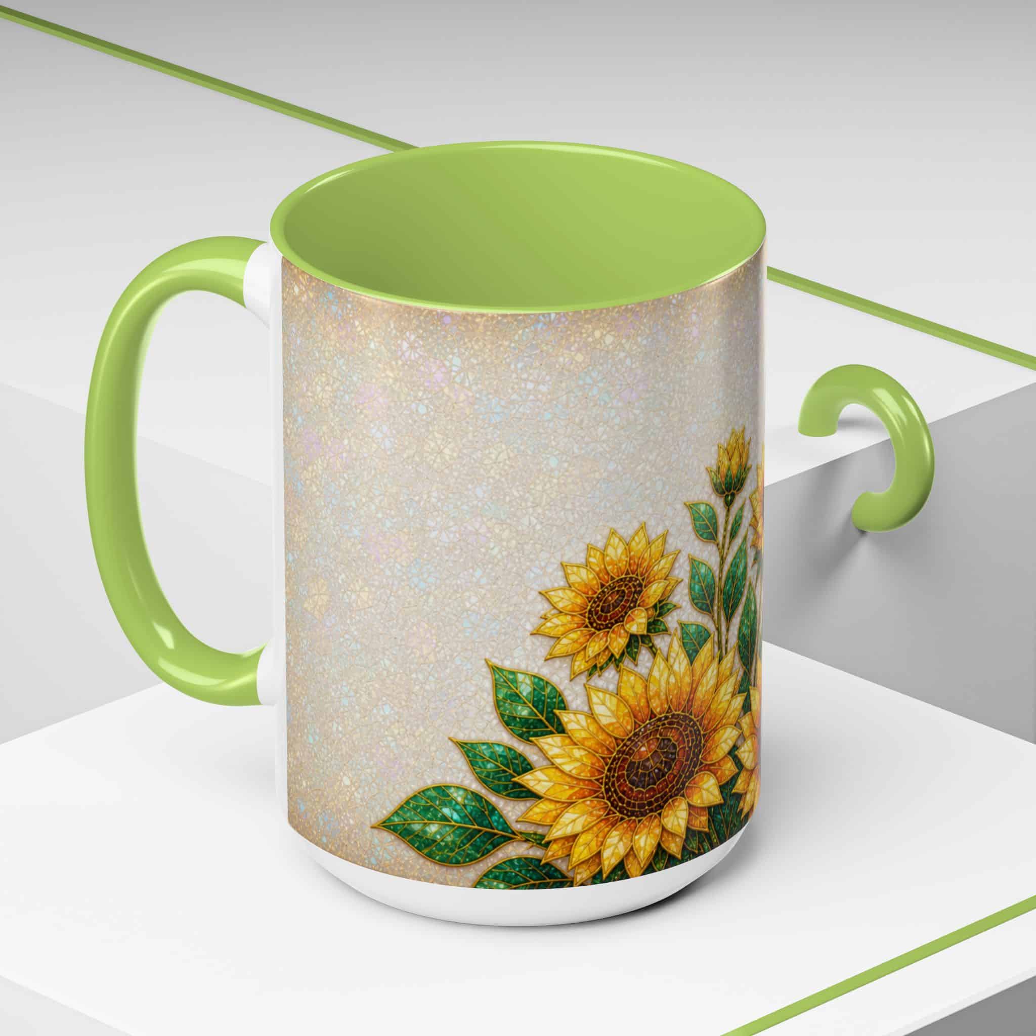 Sunflower Accent Coffee Mug – Floral Kitchen Gift (11/15 oz) - Image 114
