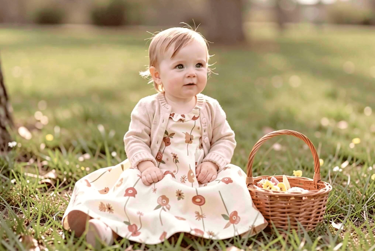 Made-to-Order Toddler Easter Dress for Family Photos Made-to-order floral print toddler Easter dress ready for family Easter photos