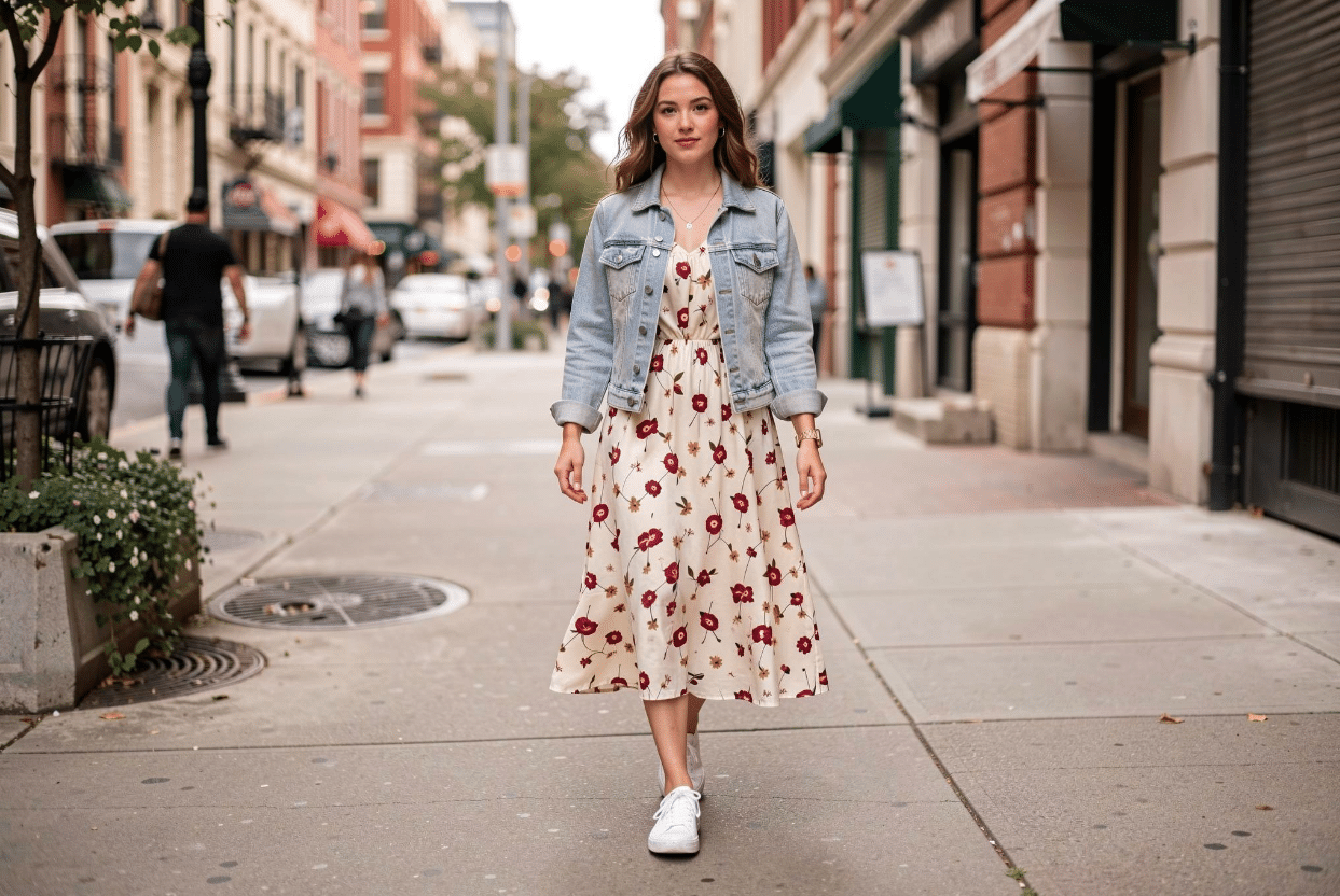 Floral Midi Dress Styled for Summer Floral midi dress styled for summer with light accessories