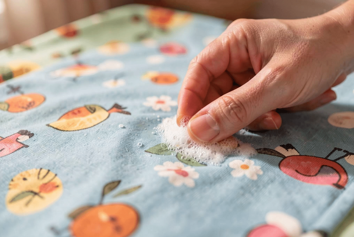 Treating a Stain on Kids Printed Clothing Treating a stain on kids printed clothing before washing