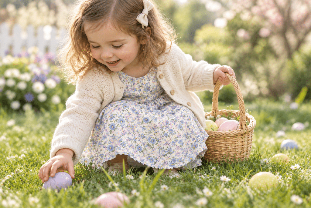 Mommy and Me Easter Outfits How to Coordinate Without Twinning 3 Mother and daughter wearing bold floral print Easter outfits