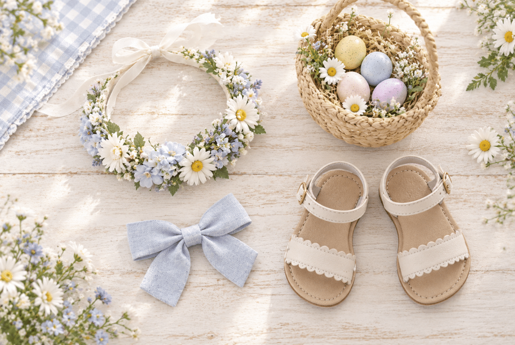 Mommy and Me Easter Outfits How to Coordinate Without Twinning 6 Easter outfits laid out and prepared the night before