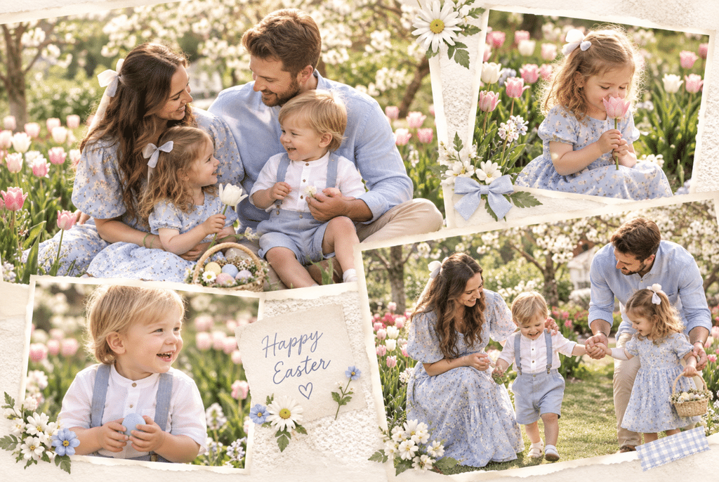 Mommy and Me Easter Outfits How to Coordinate Without Twinning 7 Extended family coordinating Easter outfits together for photos