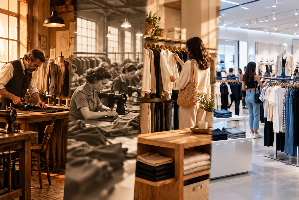 Slow Fashion vs. Fast Fashion What’s the Real Difference A Beginner’s Guide 5 Person checking a garment's fabric care label before purchasing