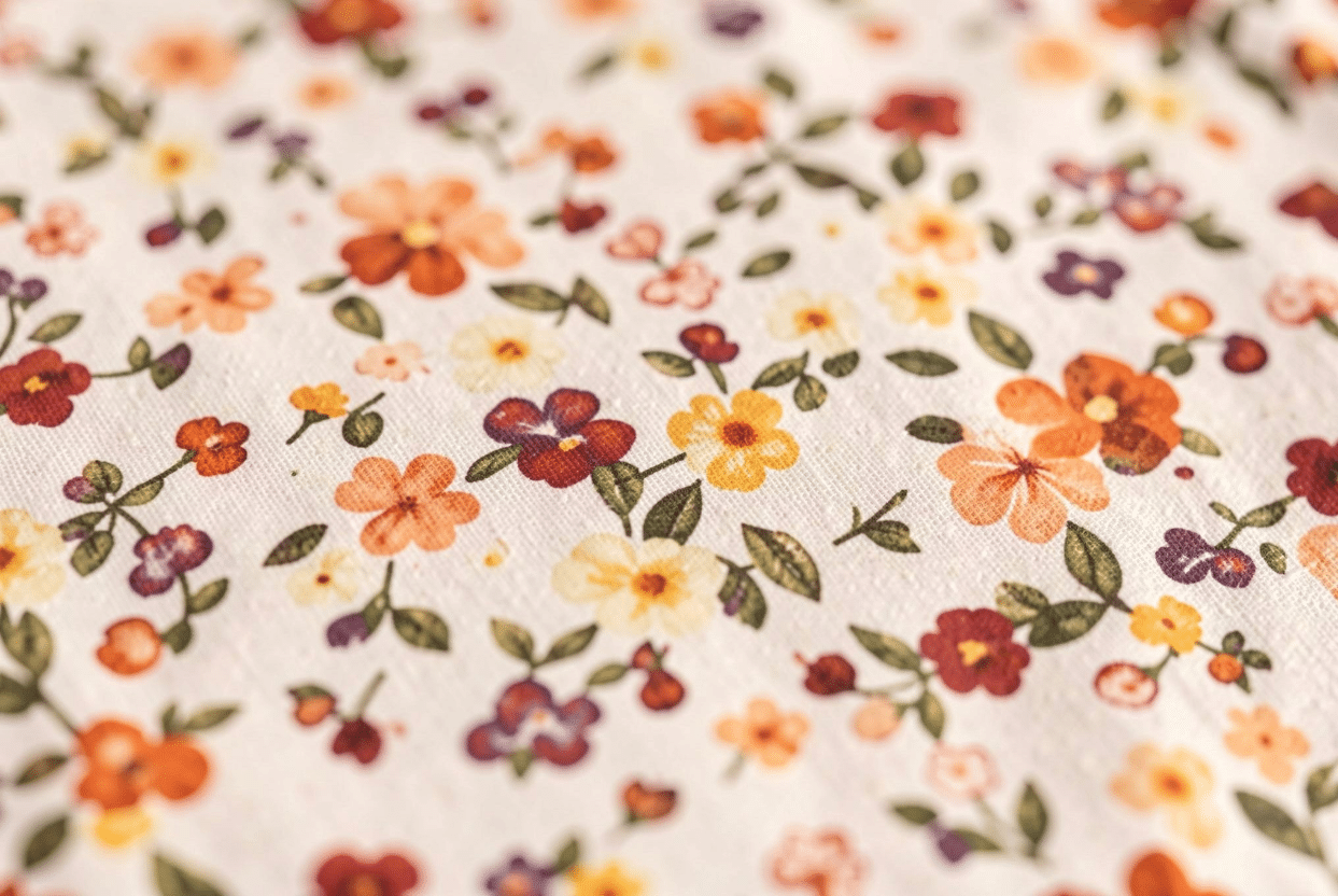 Ditsy Floral Print Pattern Close-Up Close-up of a ditsy floral print pattern on fabric
