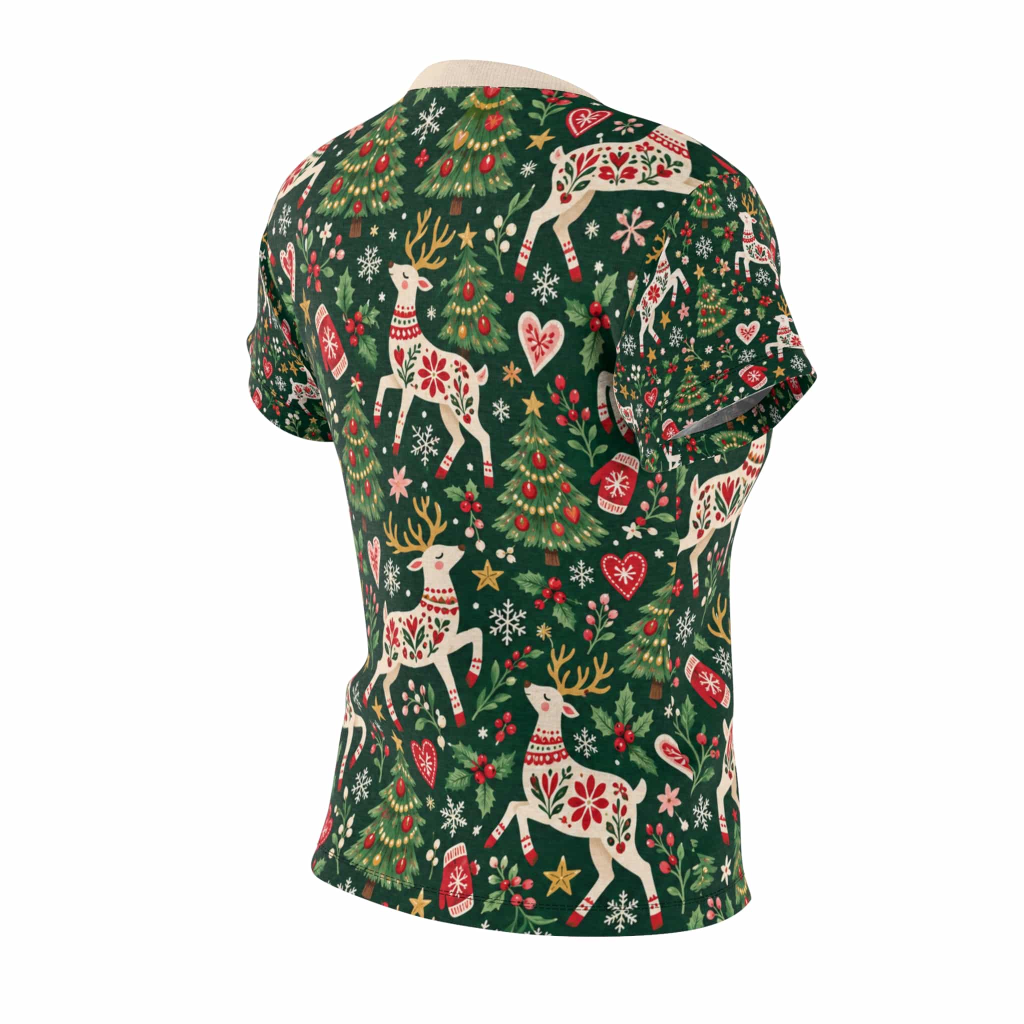 Coquette Christmas Bows Tee, Blush Pink Holiday Women's Festive Print Shirt - Image 11