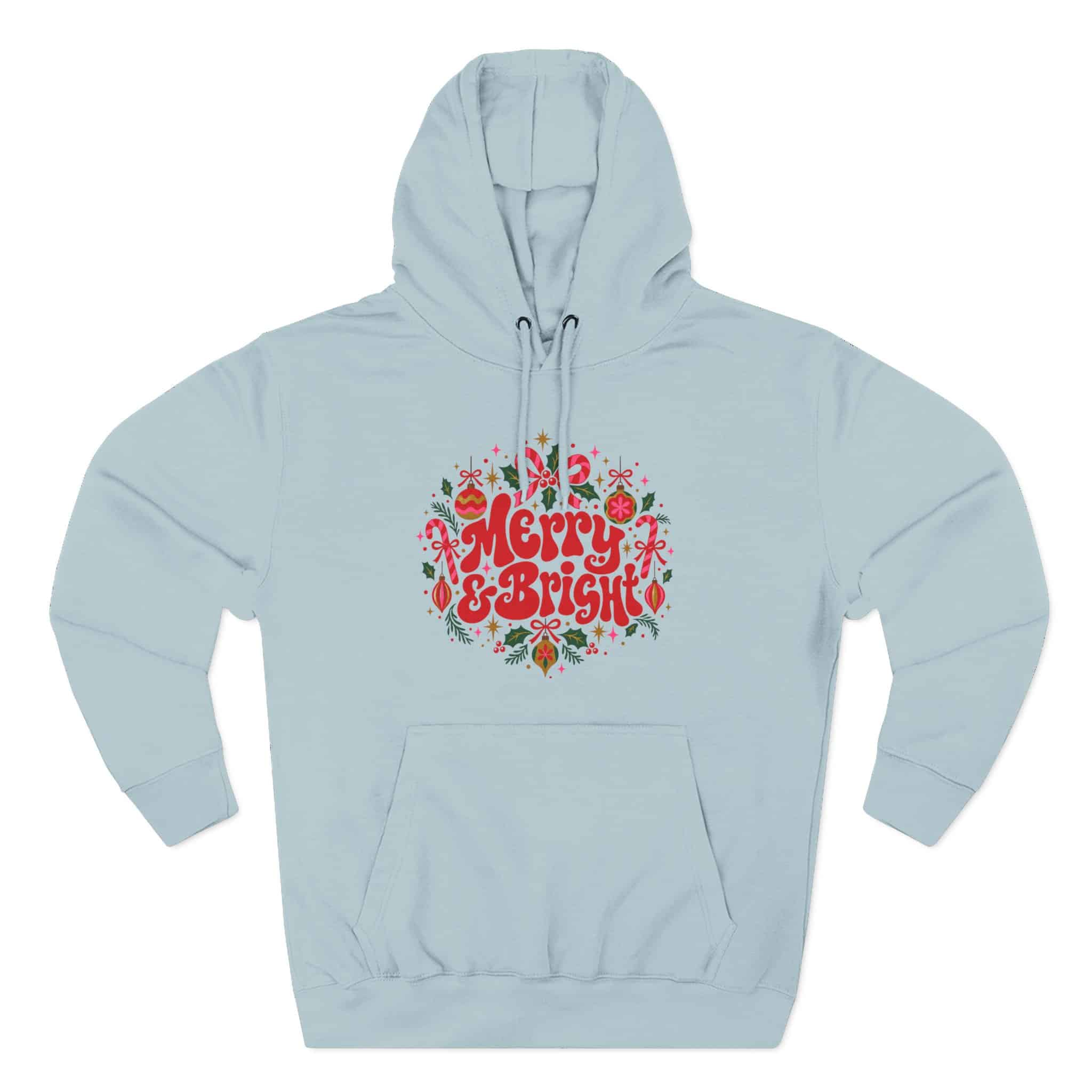 Merry and Bright Christmas Hoodie - Retro Groovy Holiday Ornaments Candy Cane Christmas Hoodie - Image 28