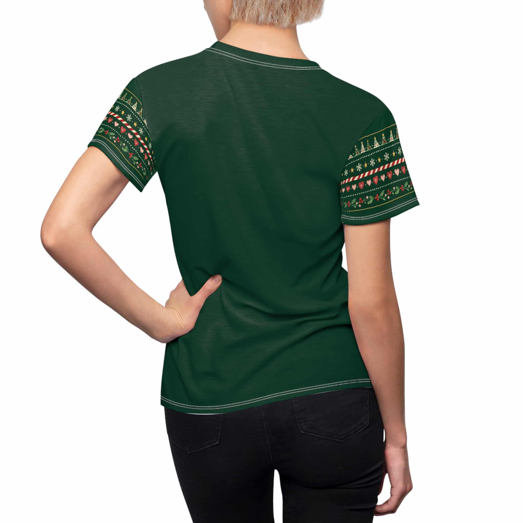 Women's Christmas Reindeer Tee - Festive Green Holiday Graphic Shirt - Image 2