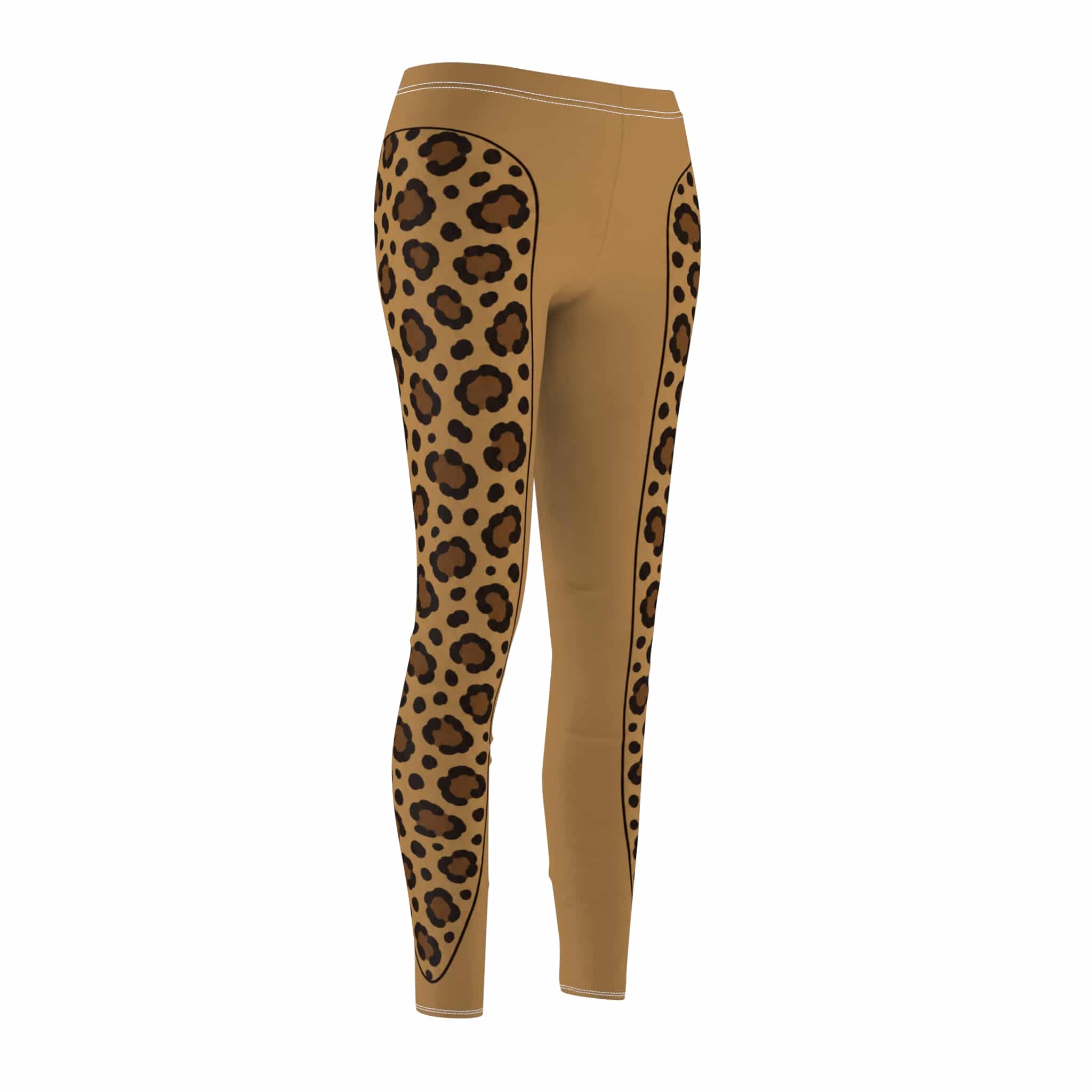 Espresso leopard leggings, a sleek animal print panel in warm caramel - Image 6