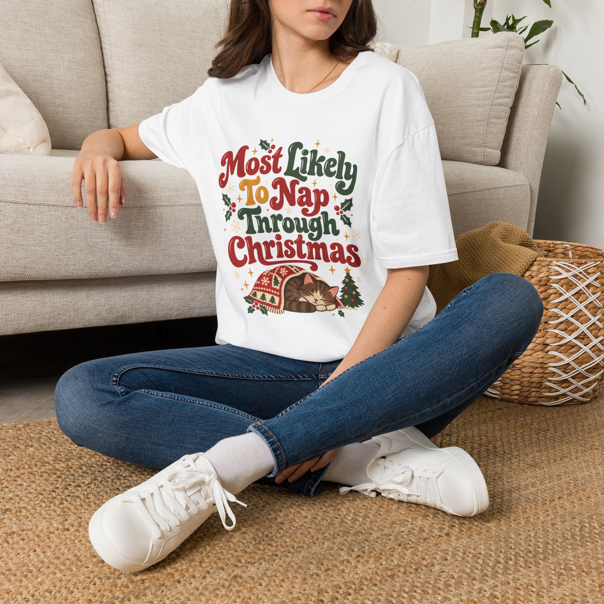 Most Likely To Nap Through Christmas Unisex Softstyle T-Shirt | Funny Holiday Graphic Tee